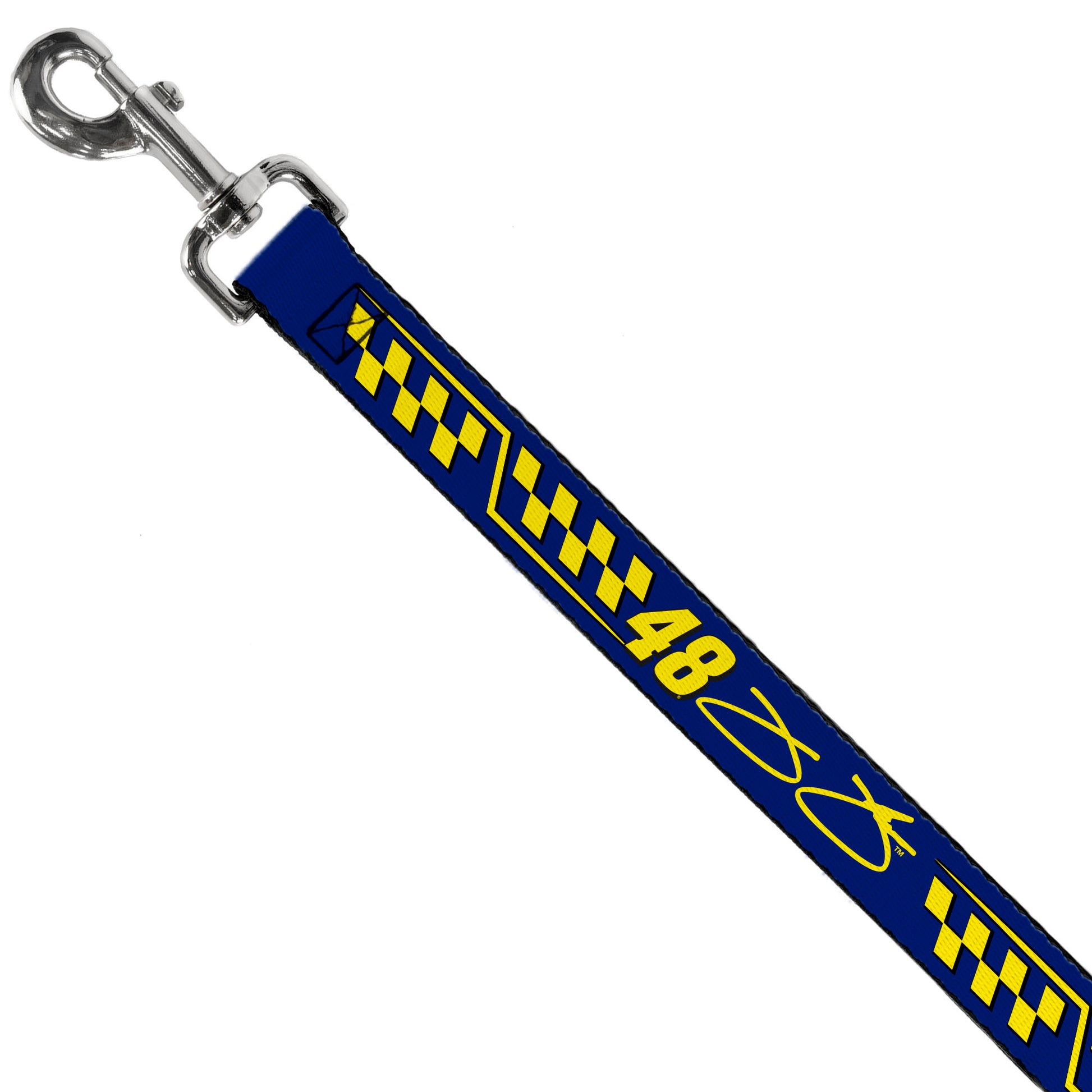 Dog Leash - Jimmie Johnson #48 Autograph Checker Blue/Yellow Dog Leashes Hendrick Motorsports