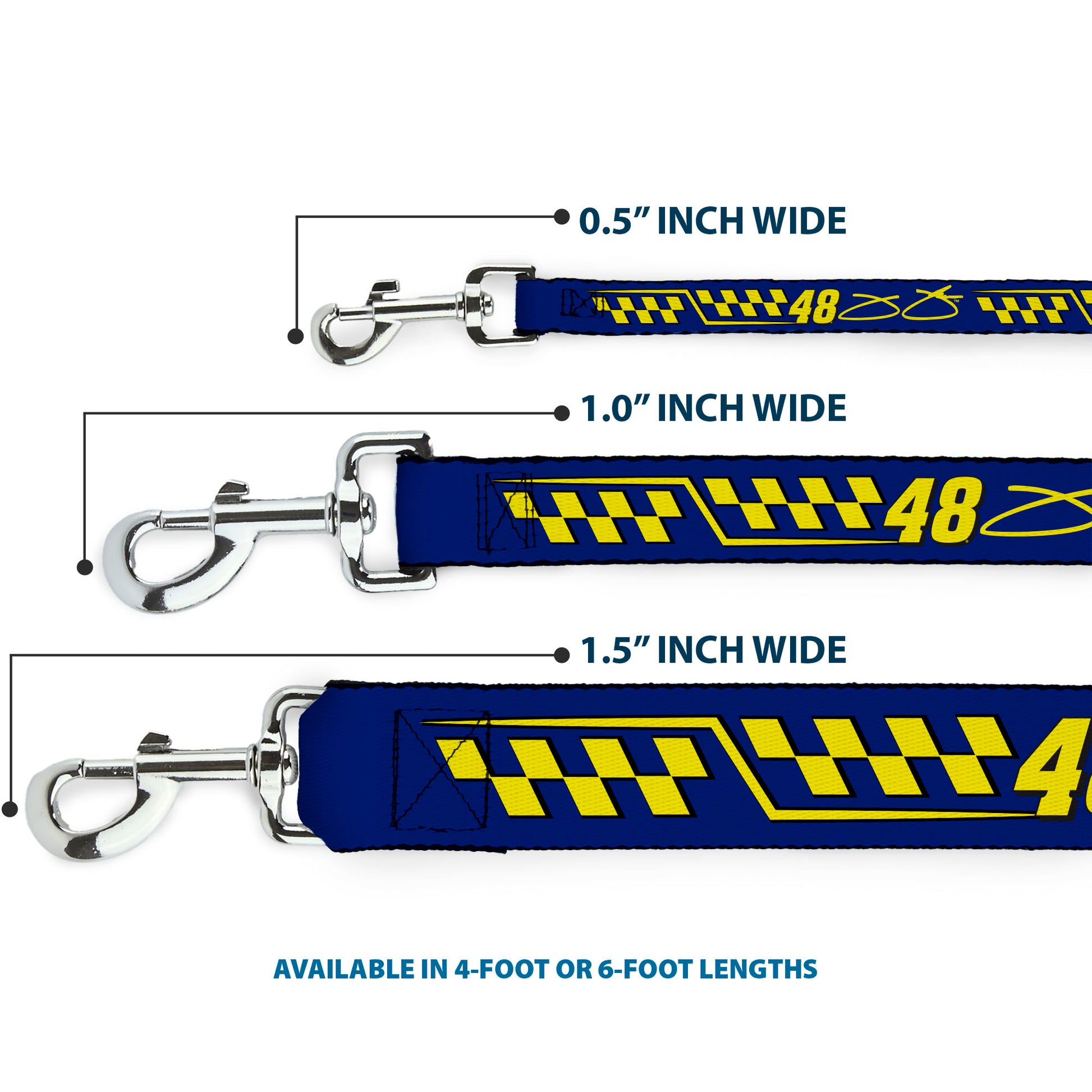 Dog Leash - Jimmie Johnson #48 Autograph Checker Blue/Yellow Dog Leashes Hendrick Motorsports