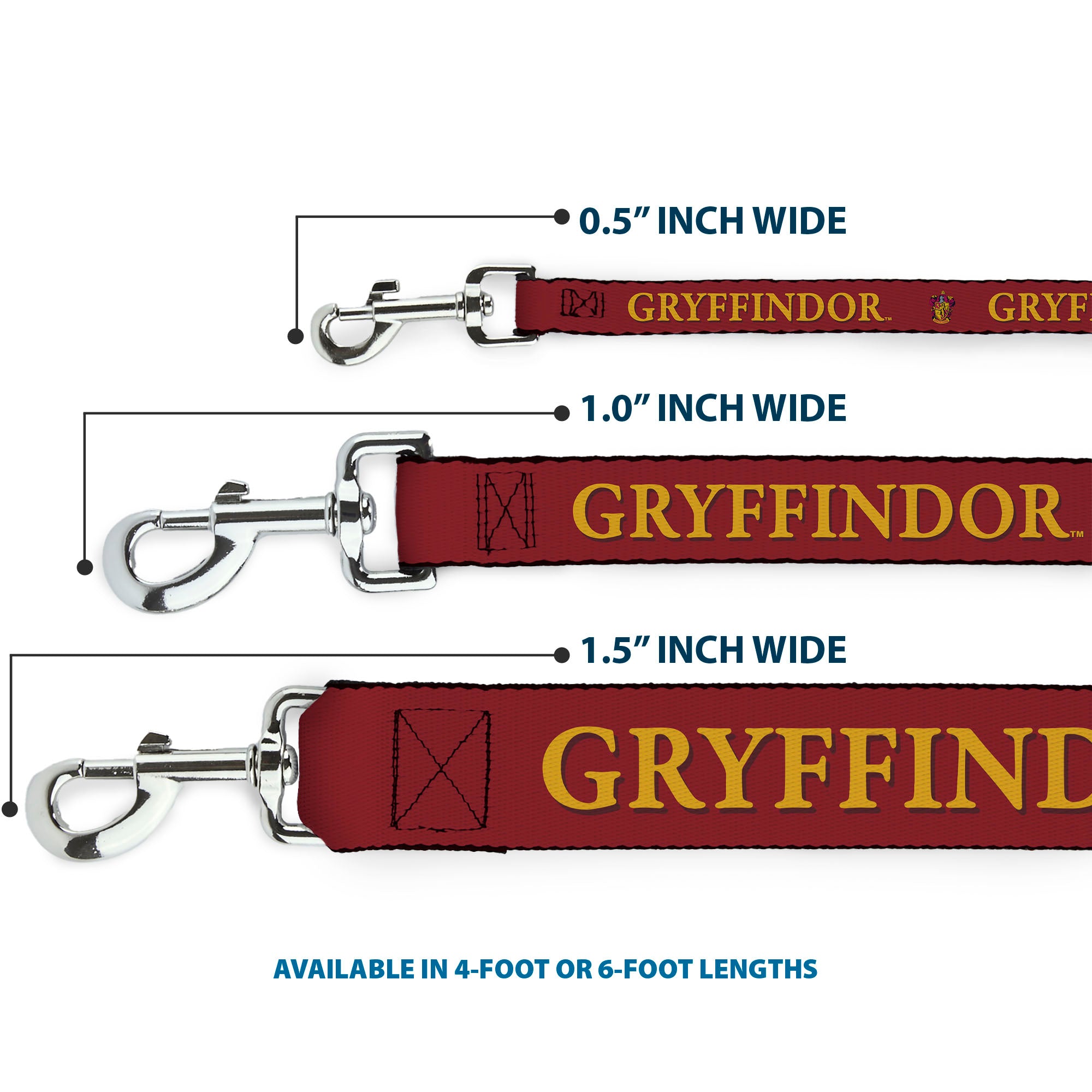 Dog Leash - Harry Potter GRYFFINDOR & Crest Black/Red Dog Leashes Harry Potter