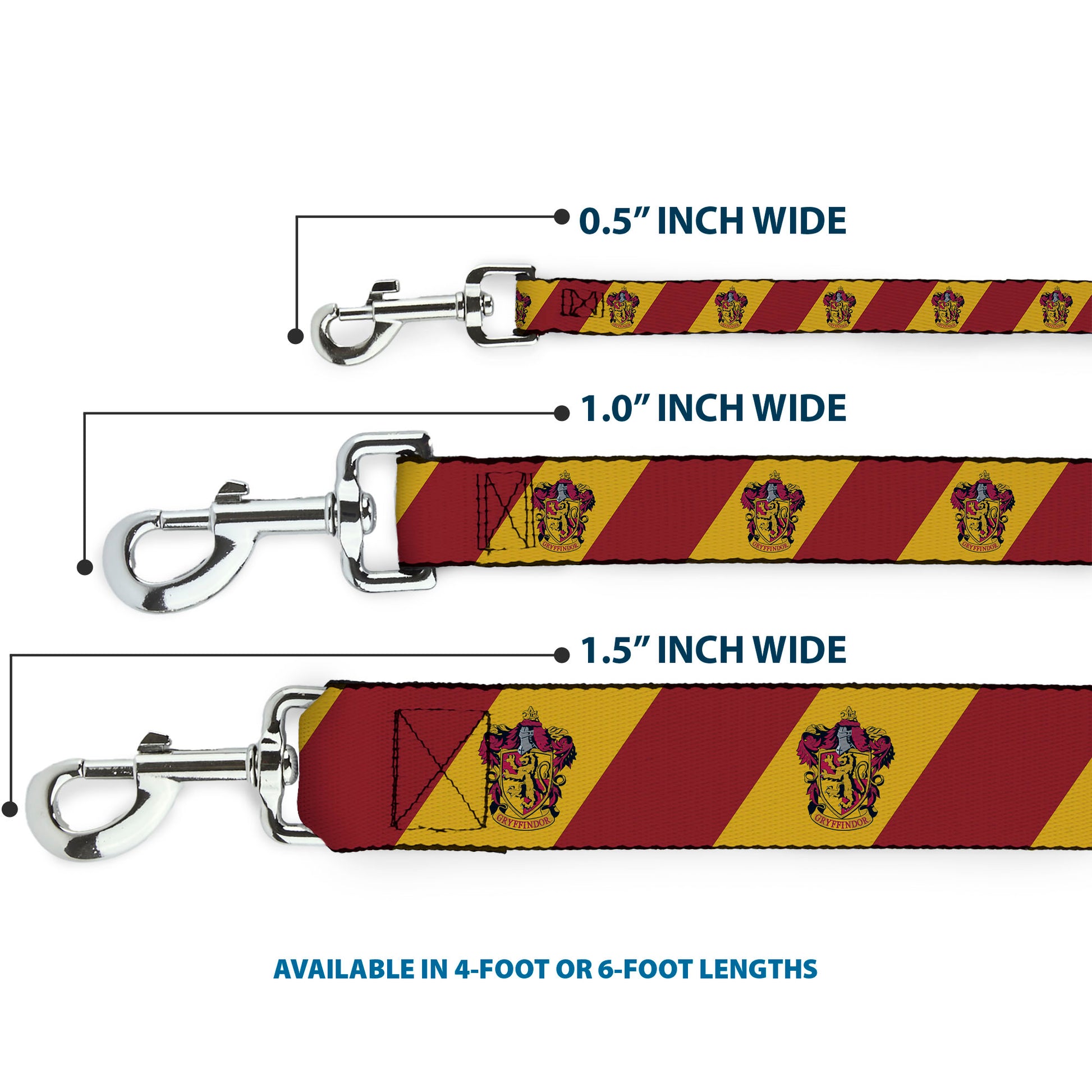 Dog Leash - GRYFFINDOR Crest Diagonal Stripe Gold/Red Dog Leashes Harry Potter