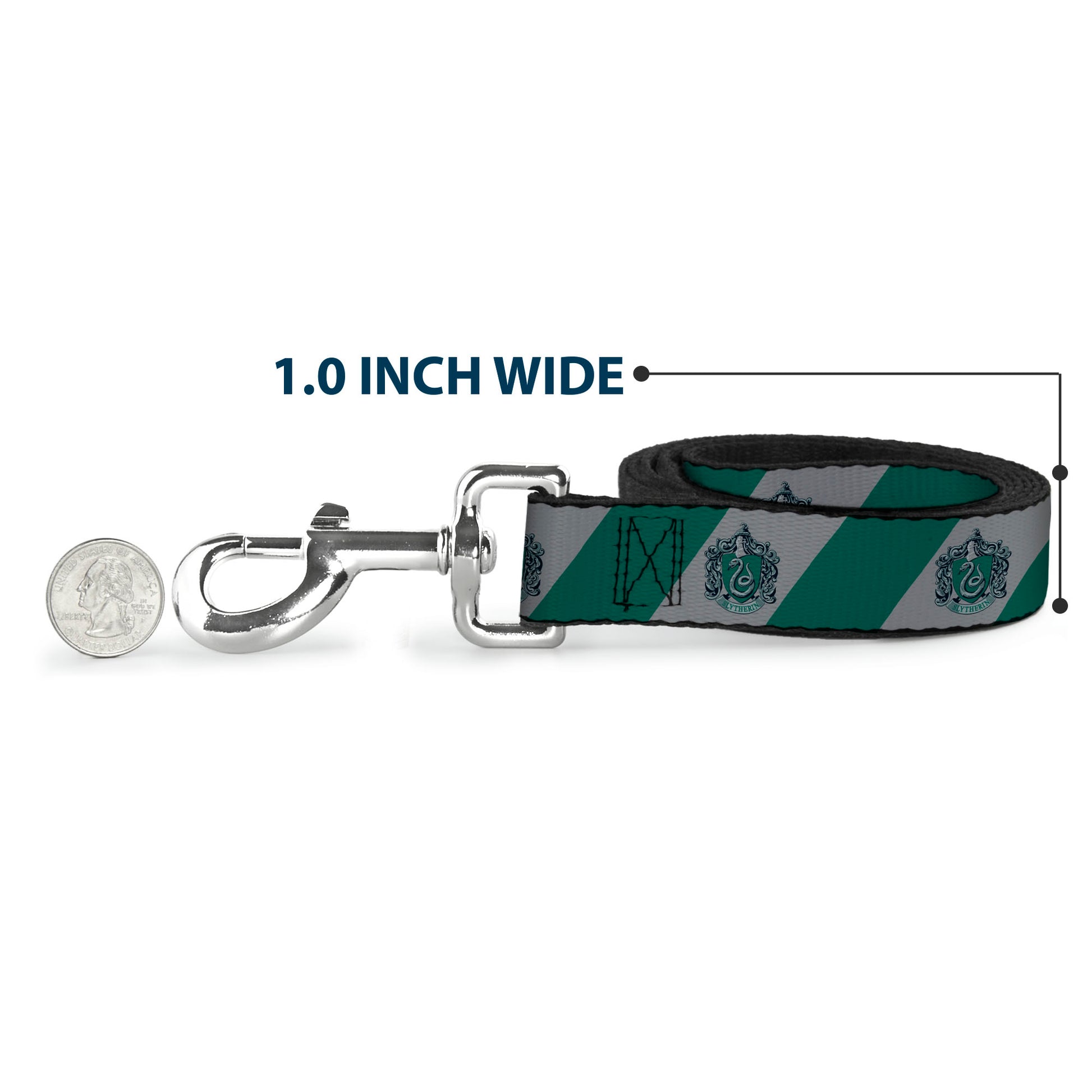 Dog Leash - SLYTHERIN Crest Diagonal Stripe Gray/Green Dog Leashes Harry Potter