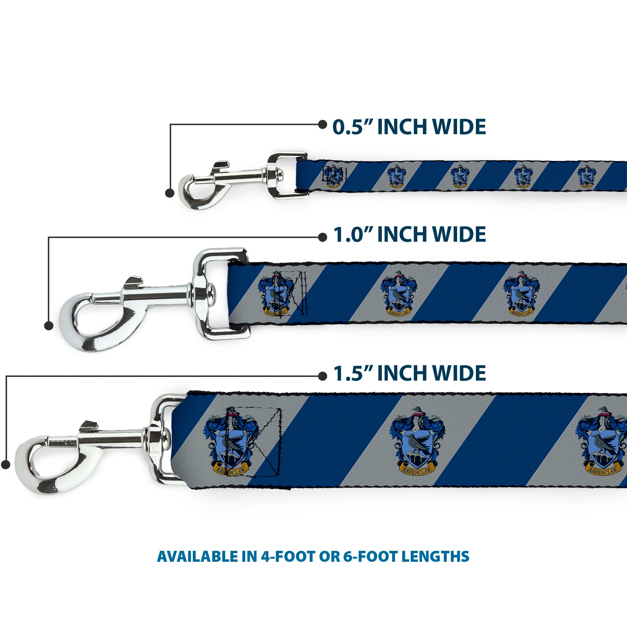 Dog Leash - RAVENCLAW Crest Diagonal Stripe Gray/Blue Dog Leashes Harry Potter