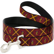 Dog Leash - Harry Potter Gryffindor Crest Plaid Reds/Gold Dog Leashes Harry Potter