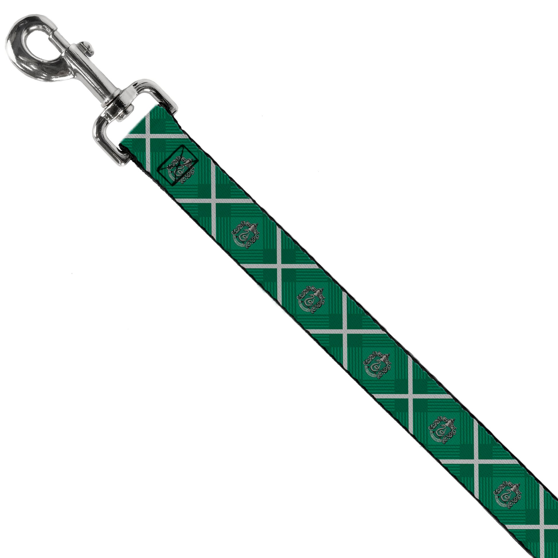 Dog Leash - Harry Potter Slytherin Crest Plaid Greens/Gray Dog Leashes Harry Potter