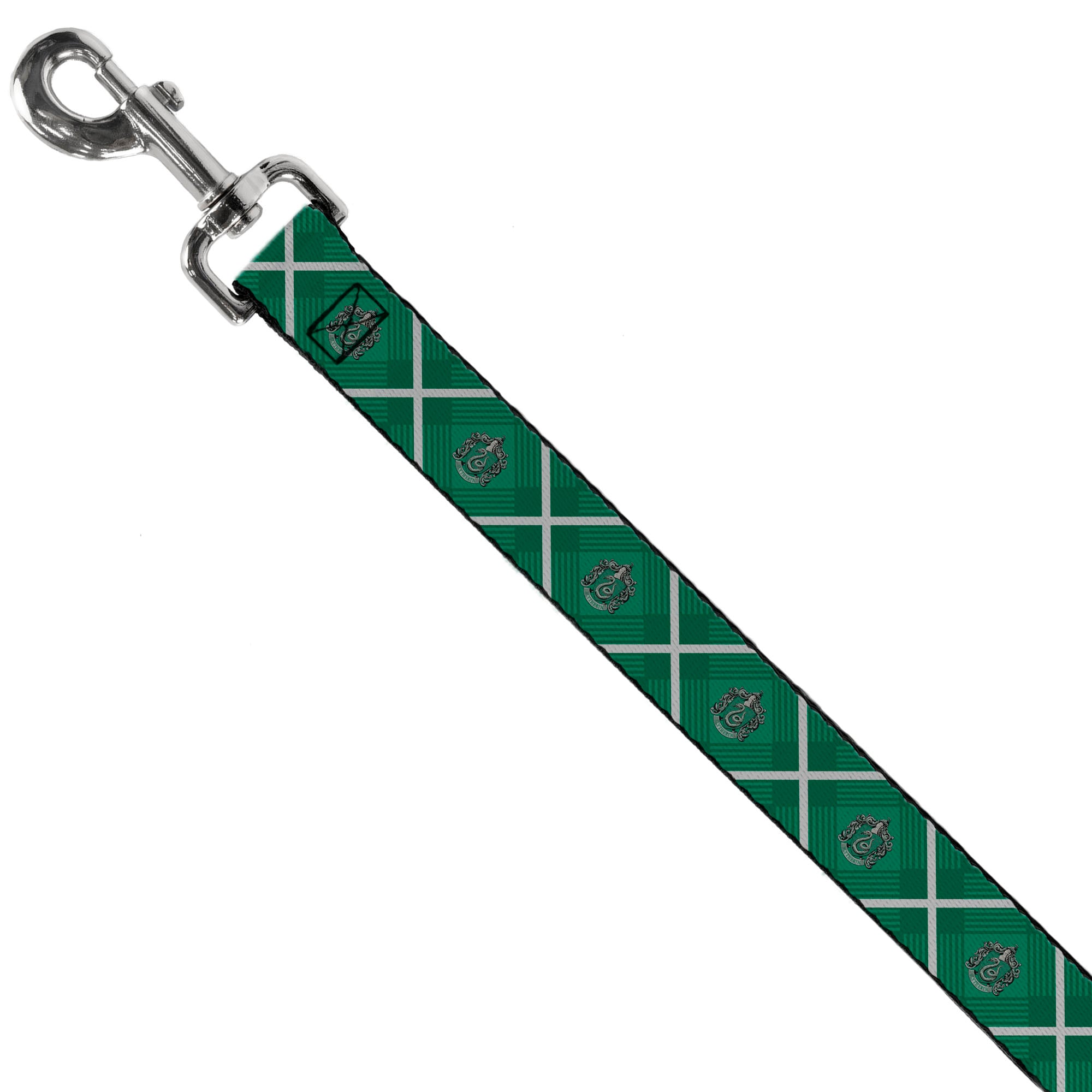 Dog Leash - Harry Potter Slytherin Crest Plaid Greens/Gray Dog Leashes Harry Potter
