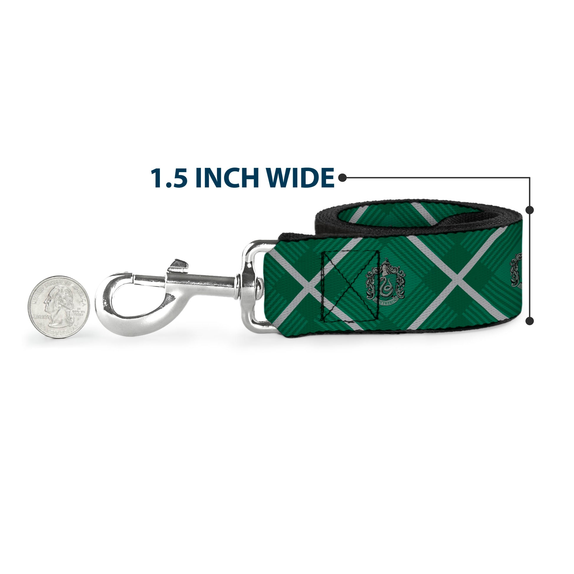 Dog Leash - Harry Potter Slytherin Crest Plaid Greens/Gray Dog Leashes Harry Potter