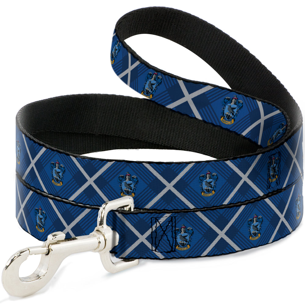 Dog Leash - Harry Potter Ravenclaw Crest Plaid Blues/Gray Dog Leashes Harry Potter