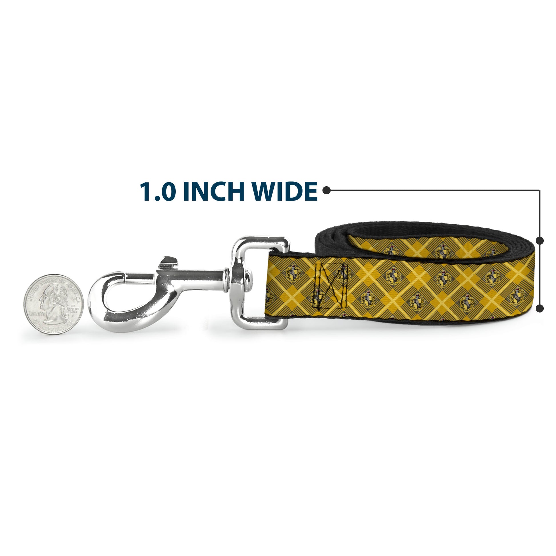 Dog Leash - Harry Potter Hufflepuff Crest Plaid Yellows/Gray Dog Leashes Harry Potter
