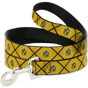 Dog Leash - Harry Potter Hufflepuff Crest Plaid Yellows/Gray Dog Leashes Harry Potter