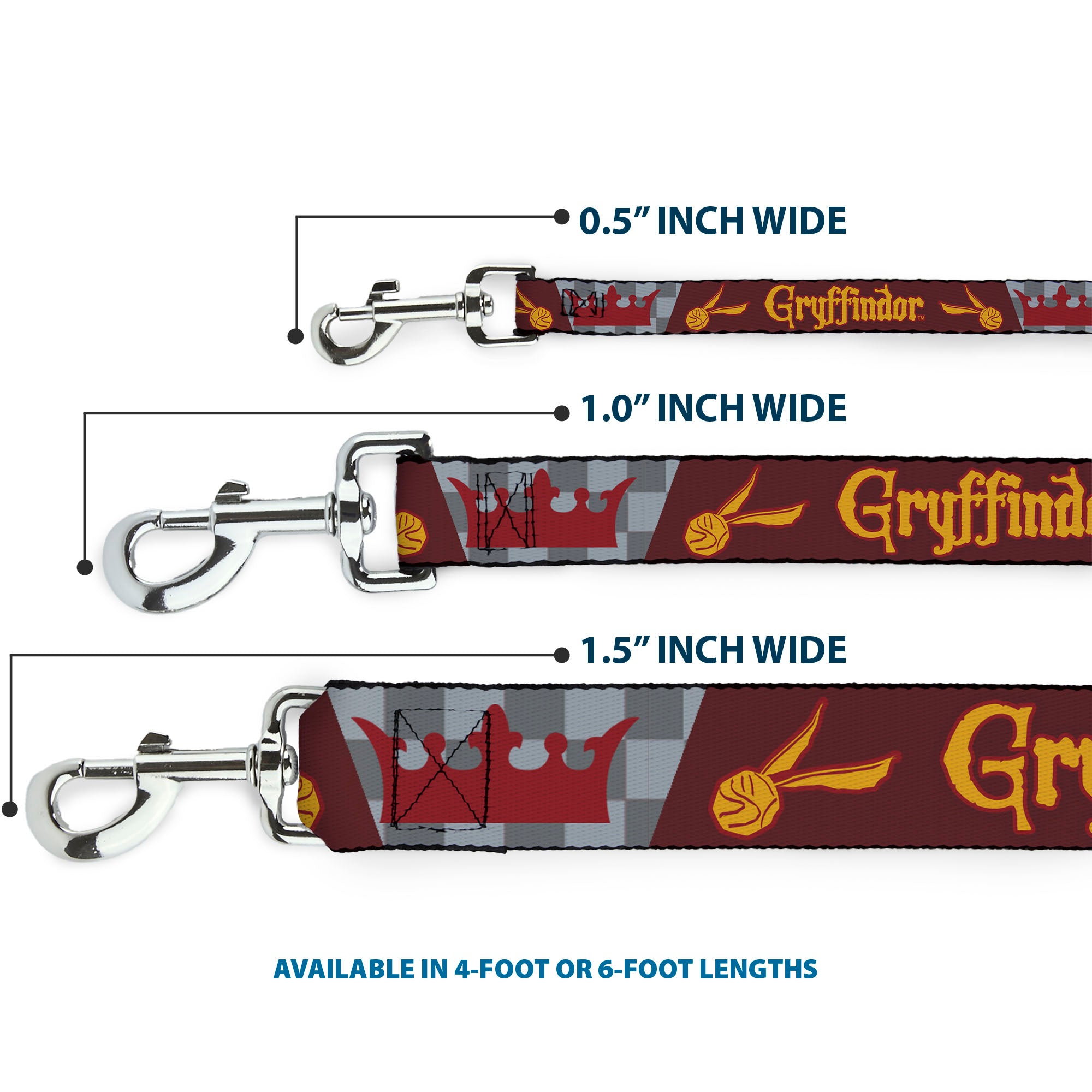 Dog Leash - Harry Potter GRYFFINDOR/Quiditch Ball/Crown Burgundy Red/Golds/Grays Dog Leashes Harry Potter