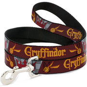 Dog Leash - Harry Potter GRYFFINDOR/Quiditch Ball/Crown Burgundy Red/Golds/Grays Dog Leashes Harry Potter
