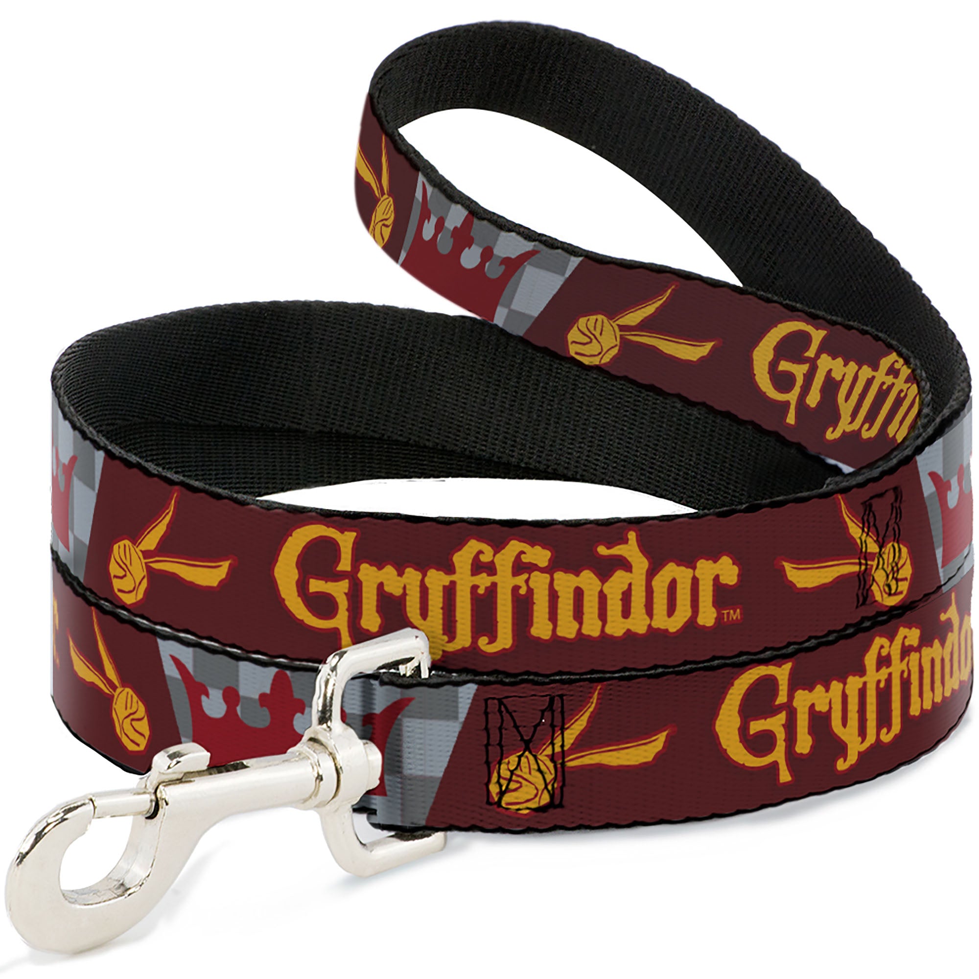 Dog Leash - Harry Potter GRYFFINDOR/Quiditch Ball/Crown Burgundy Red/Golds/Grays Dog Leashes Harry Potter