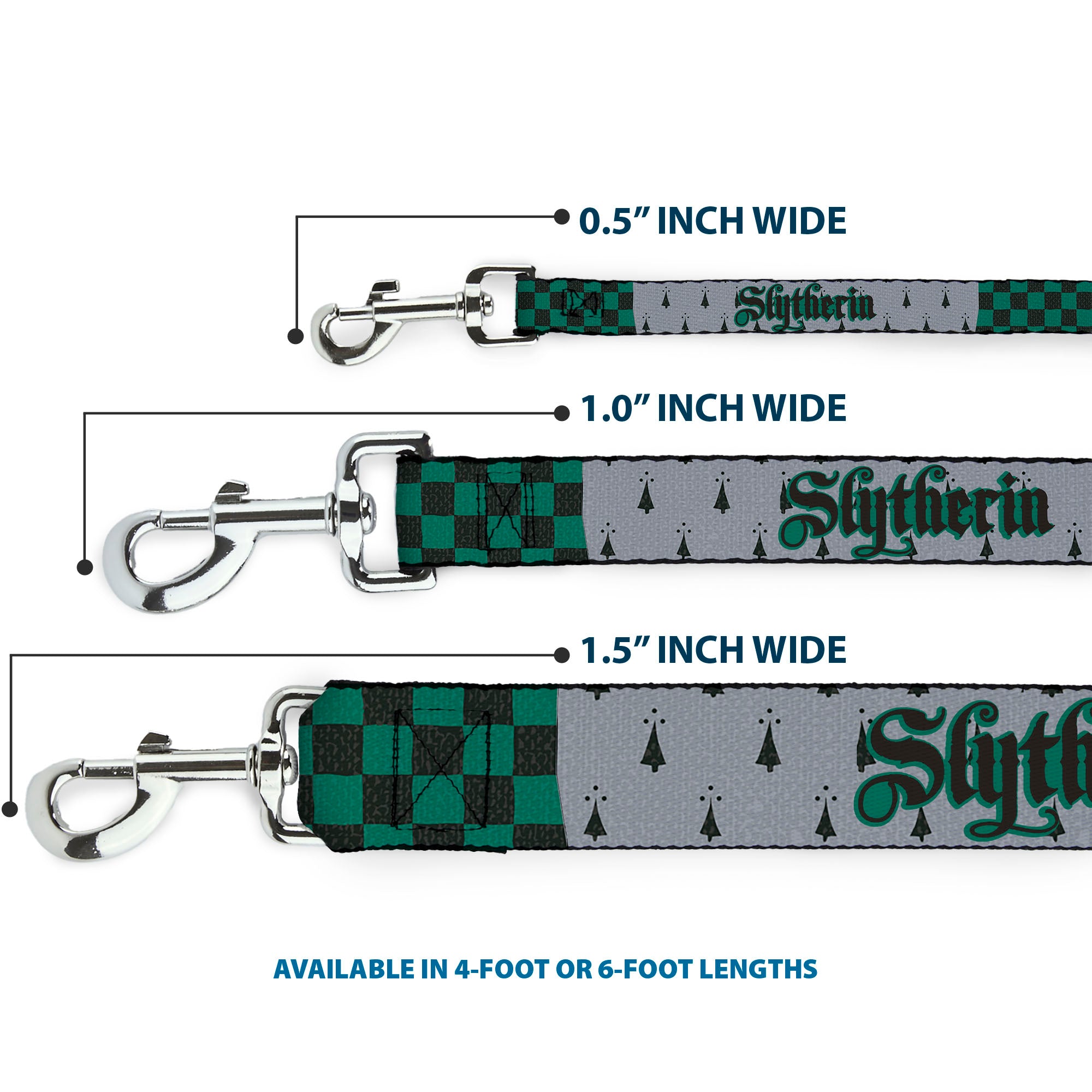 Dog Leash - Harry Potter SLYTHERIN/Checker Blocks Grays/Greens Dog Leashes Harry Potter