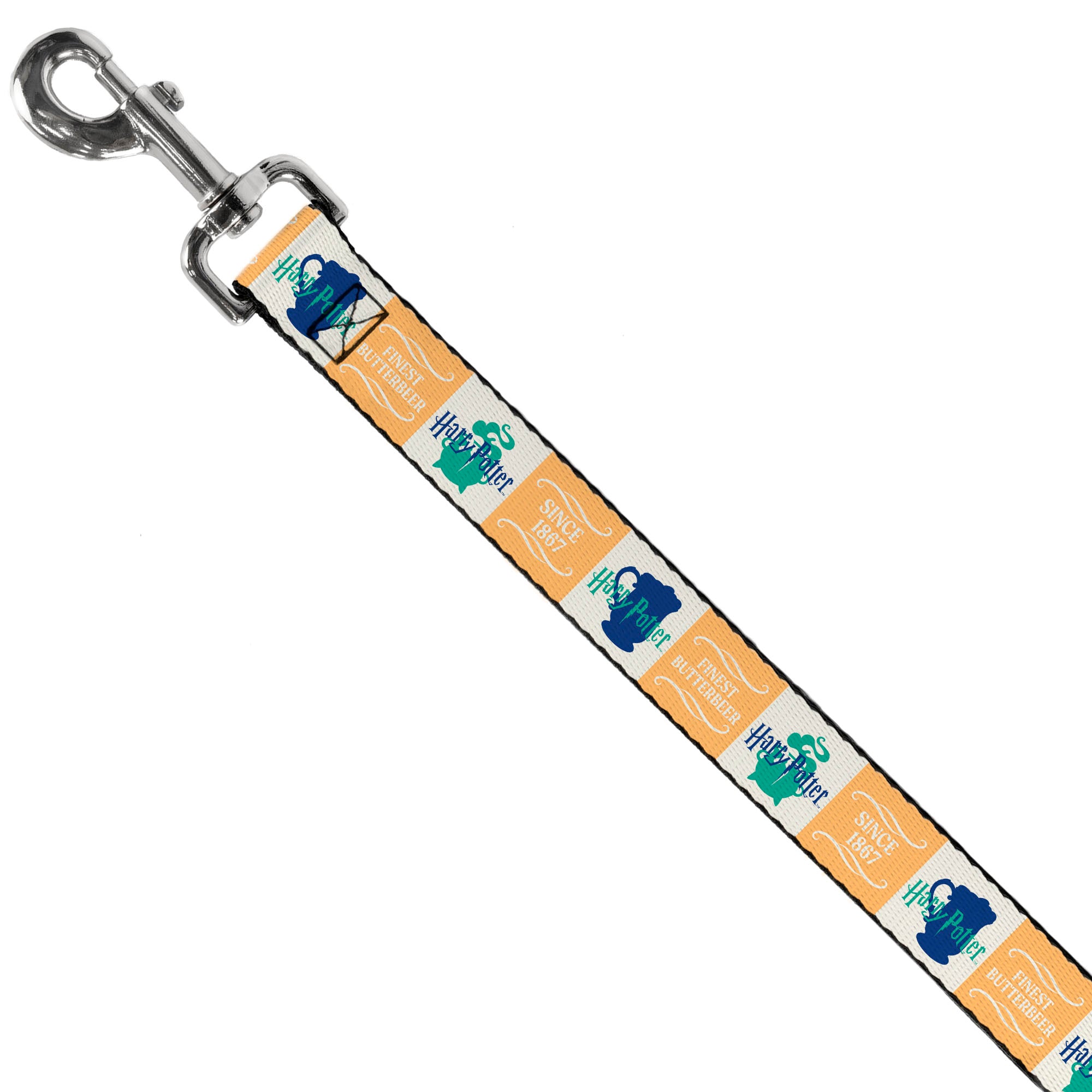 Dog Leash - Harry Potter FINEST BUTTERBEER SINCE 1867 Icon Blocks Yellow/White/Blues Dog Leashes Harry Potter