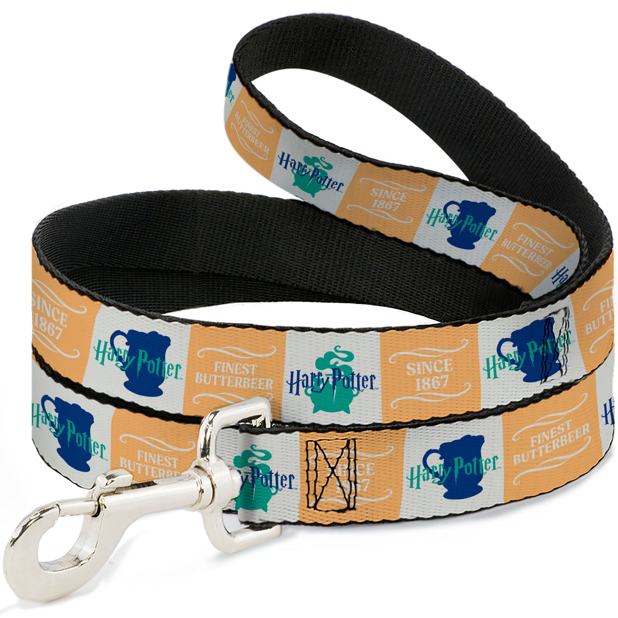 Dog Leash - Harry Potter FINEST BUTTERBEER SINCE 1867 Icon Blocks Yellow/White/Blues Dog Leashes Harry Potter