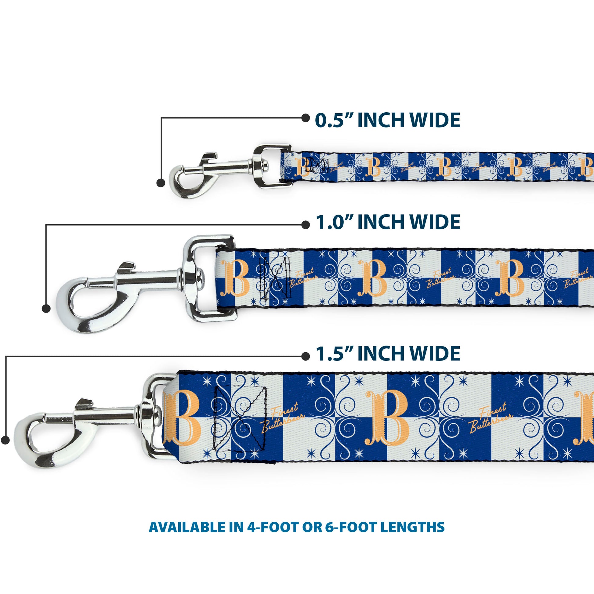 Dog Leash - Harry Potter Butterbeer Logo Checker White/Blue/Yellow Dog Leashes Harry Potter