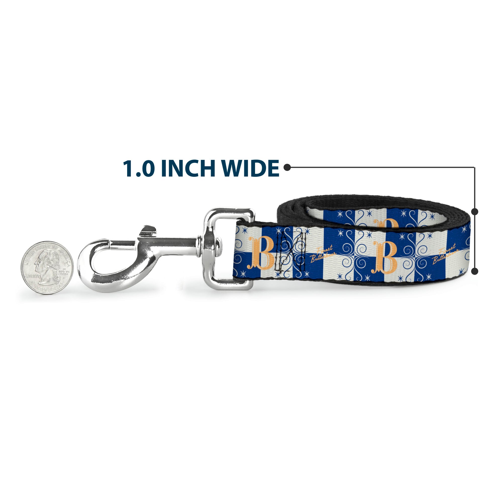 Dog Leash - Harry Potter Butterbeer Logo Checker White/Blue/Yellow Dog Leashes Harry Potter