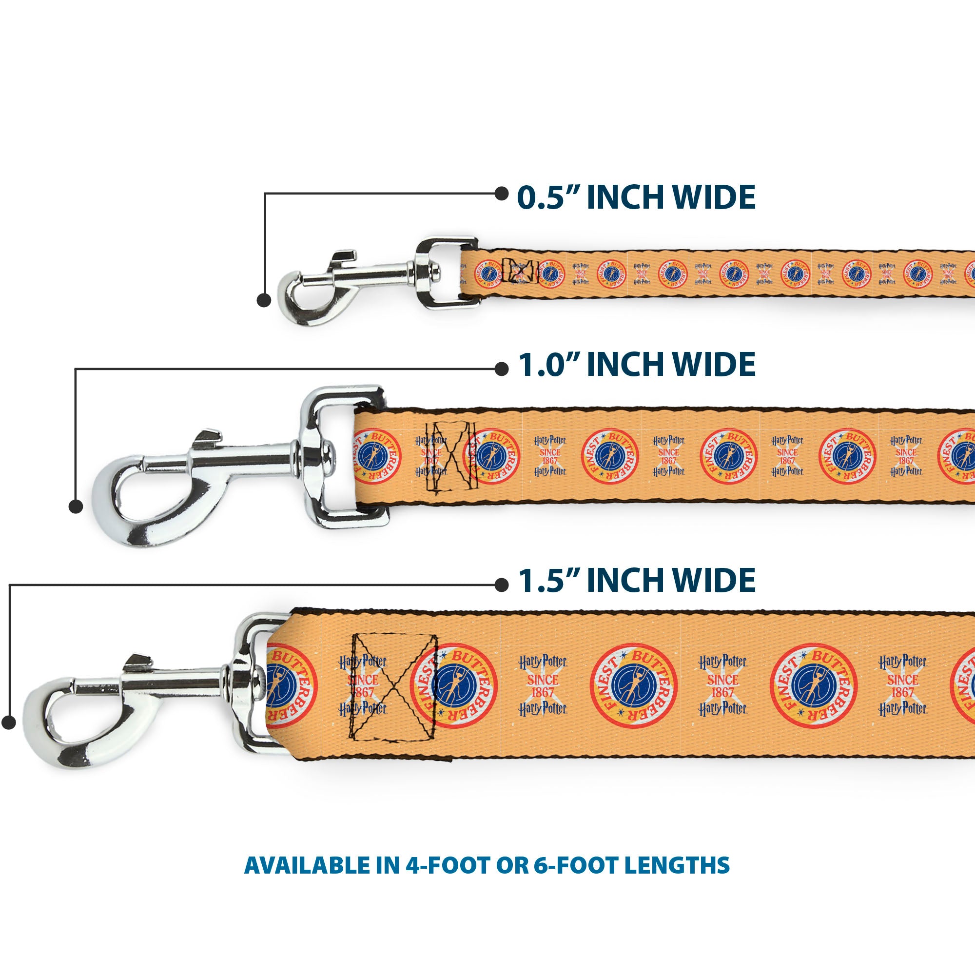 Dog Leash - HARRY POTTER SINCE 1867 FINEST BUTTERBEER Icon Yellow/Blue/Red Dog Leashes Harry Potter