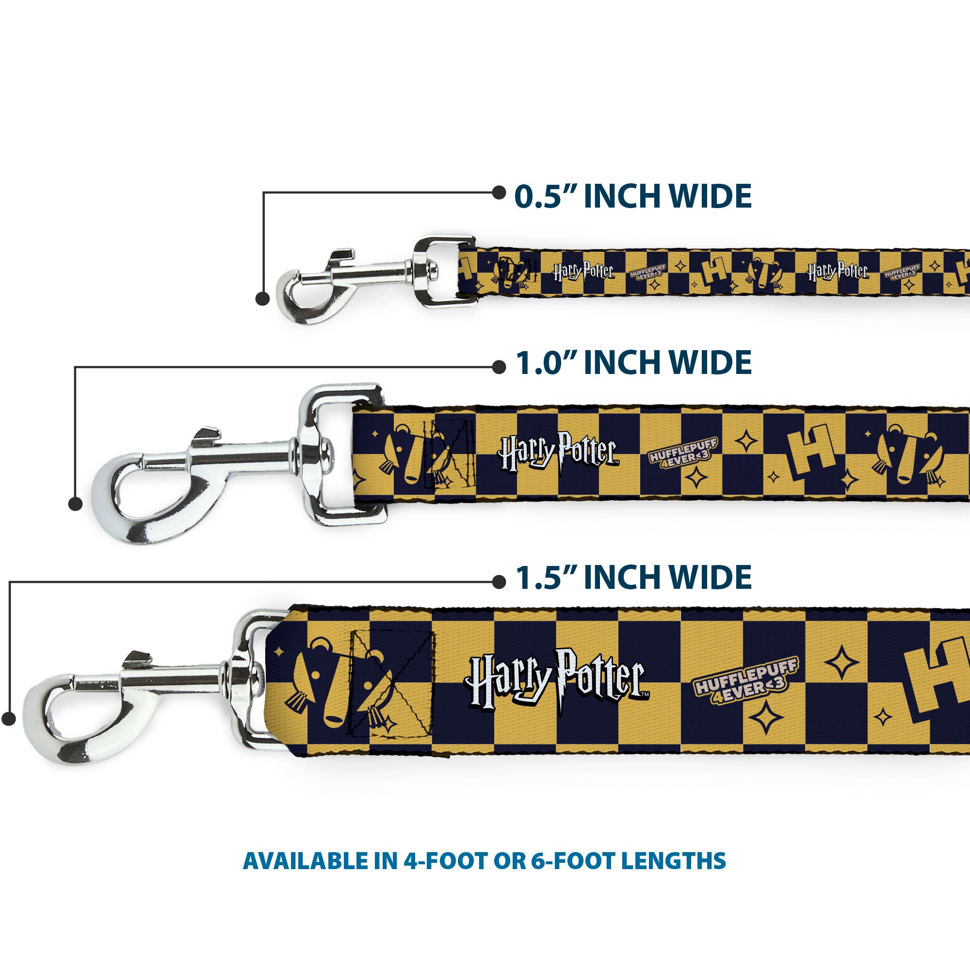 Dog Leash - Harry Potter Hufflepuff Icons Checker Yellow/Navy