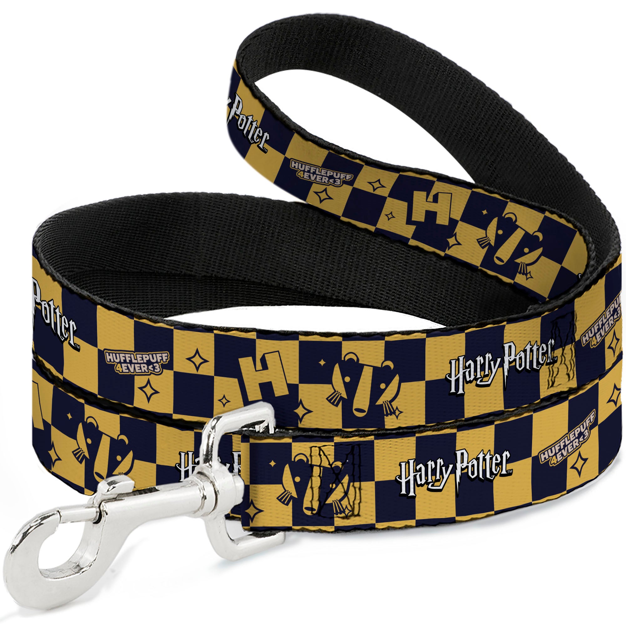 Dog Leash - Harry Potter Hufflepuff Icons Checker Yellow/Navy