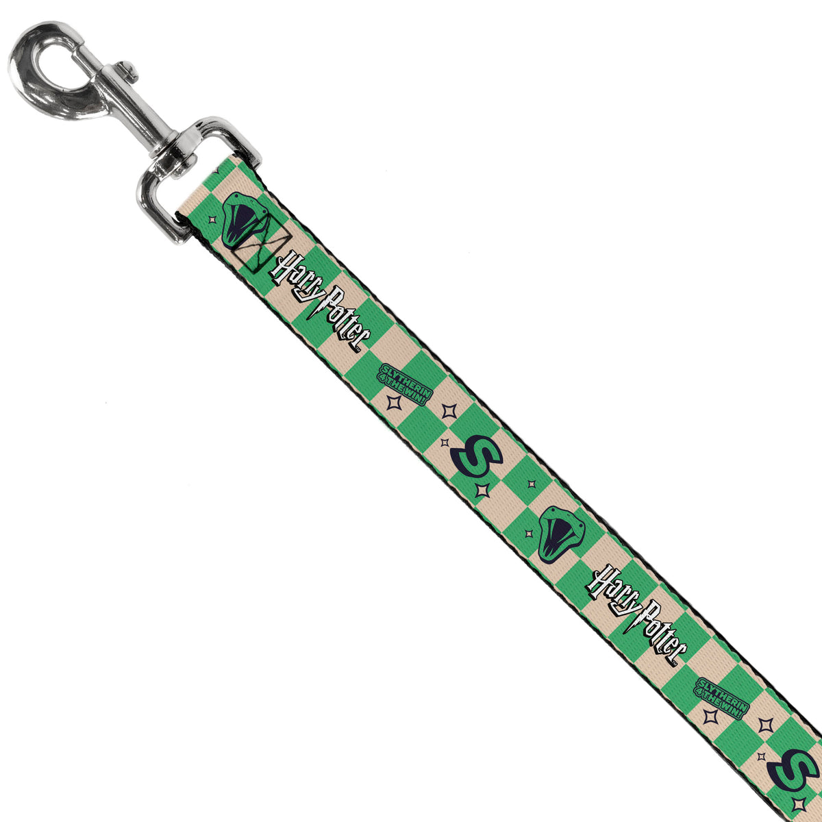 Dog Leash - Harry Potter Slytherin Icons Checker Cream/Mint Dog Leashes Harry Potter