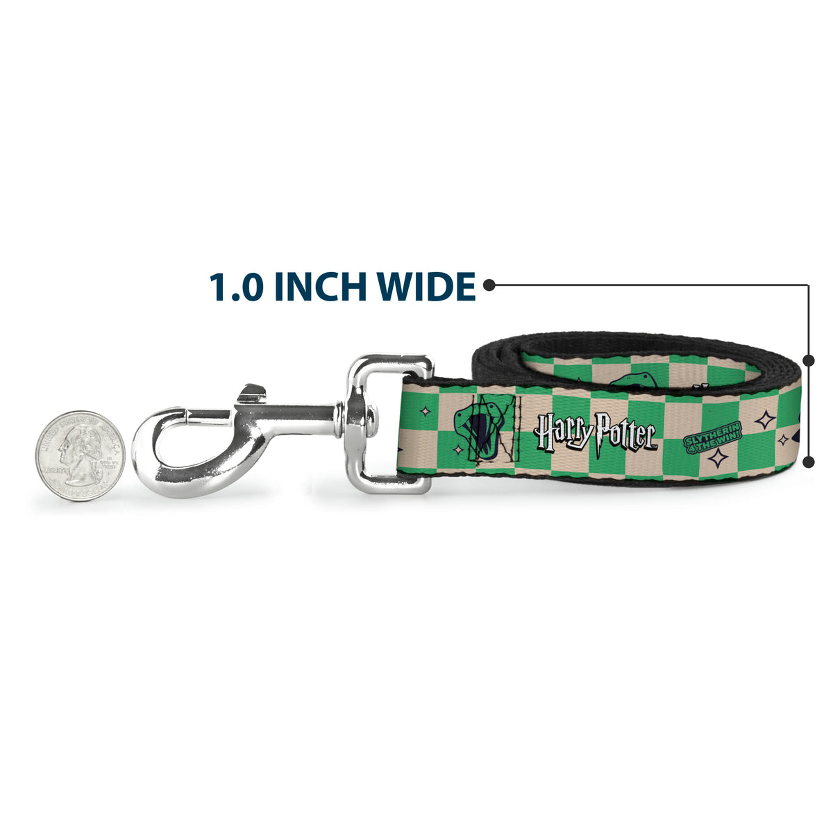 Dog Leash - Harry Potter Slytherin Icons Checker Cream/Mint Dog Leashes Harry Potter