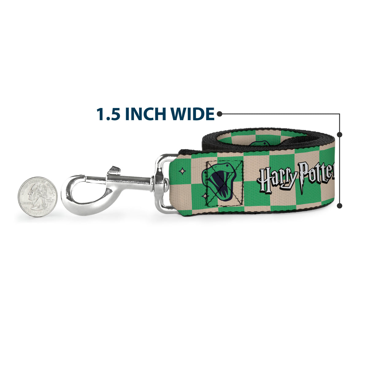 Dog Leash - Harry Potter Slytherin Icons Checker Cream/Mint Dog Leashes Harry Potter