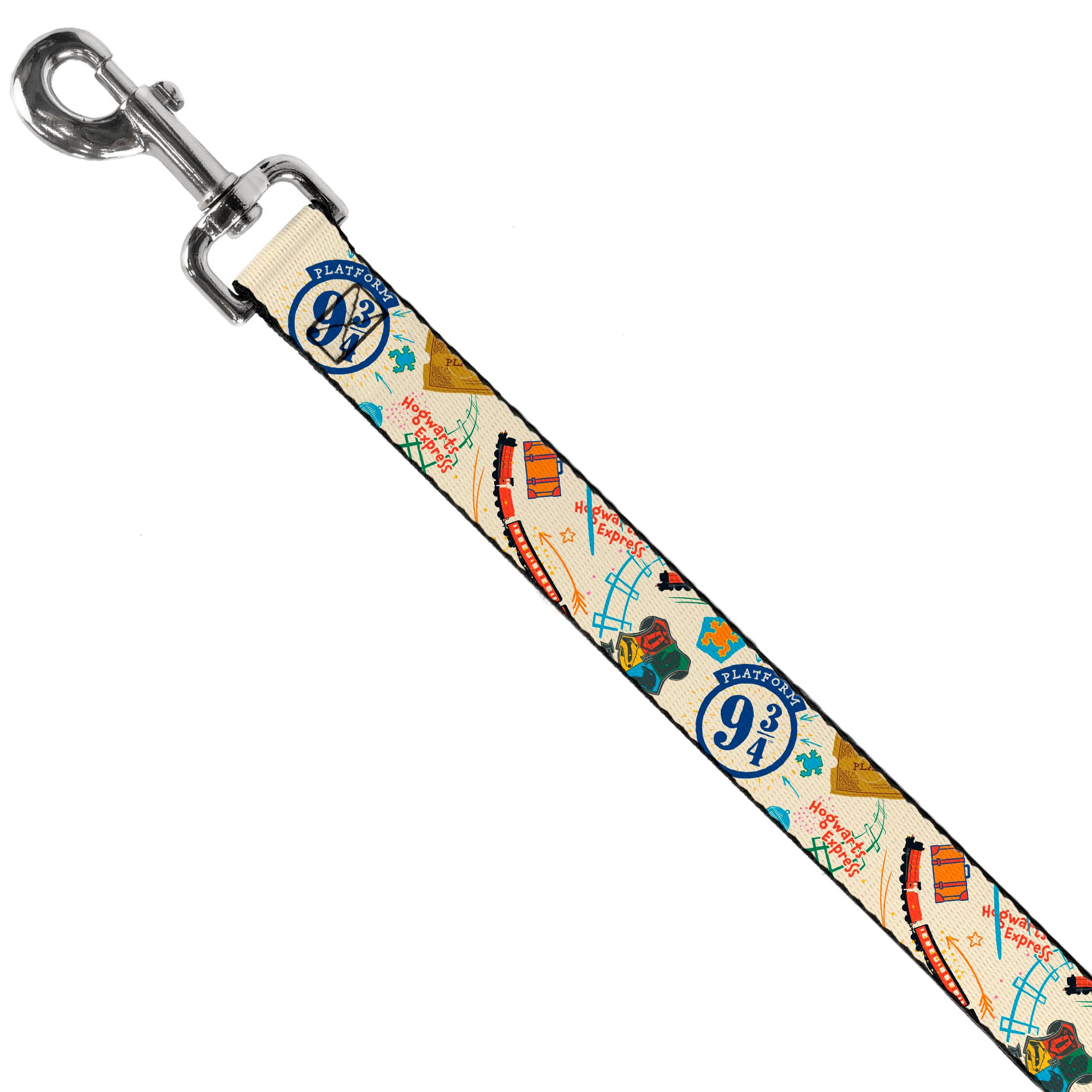Dog Leash - Harry Potter HOGWARTS EXPRESS Icons Collage Beige/Multi Color Dog Leashes Harry Potter