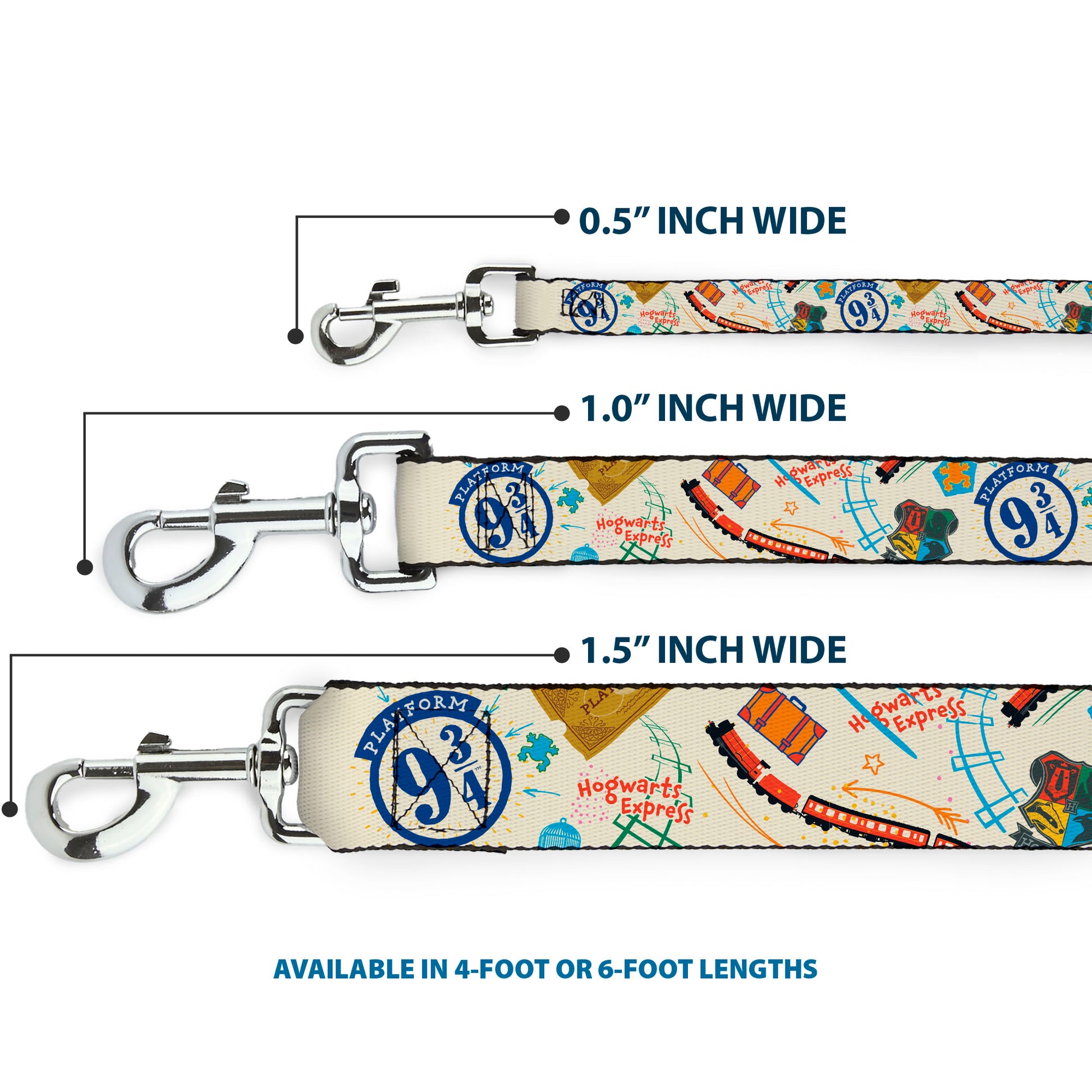 Dog Leash - Harry Potter HOGWARTS EXPRESS Icons Collage Beige/Multi Color Dog Leashes Harry Potter