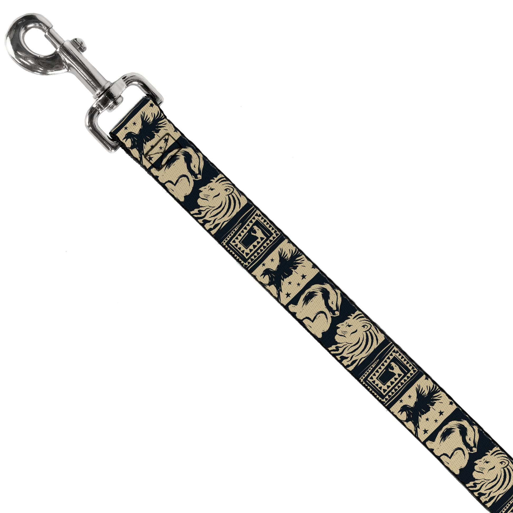 Dog Leash - Harry Potter Hogwarts House Patch Blocks Tan/Black Dog Leashes Harry Potter