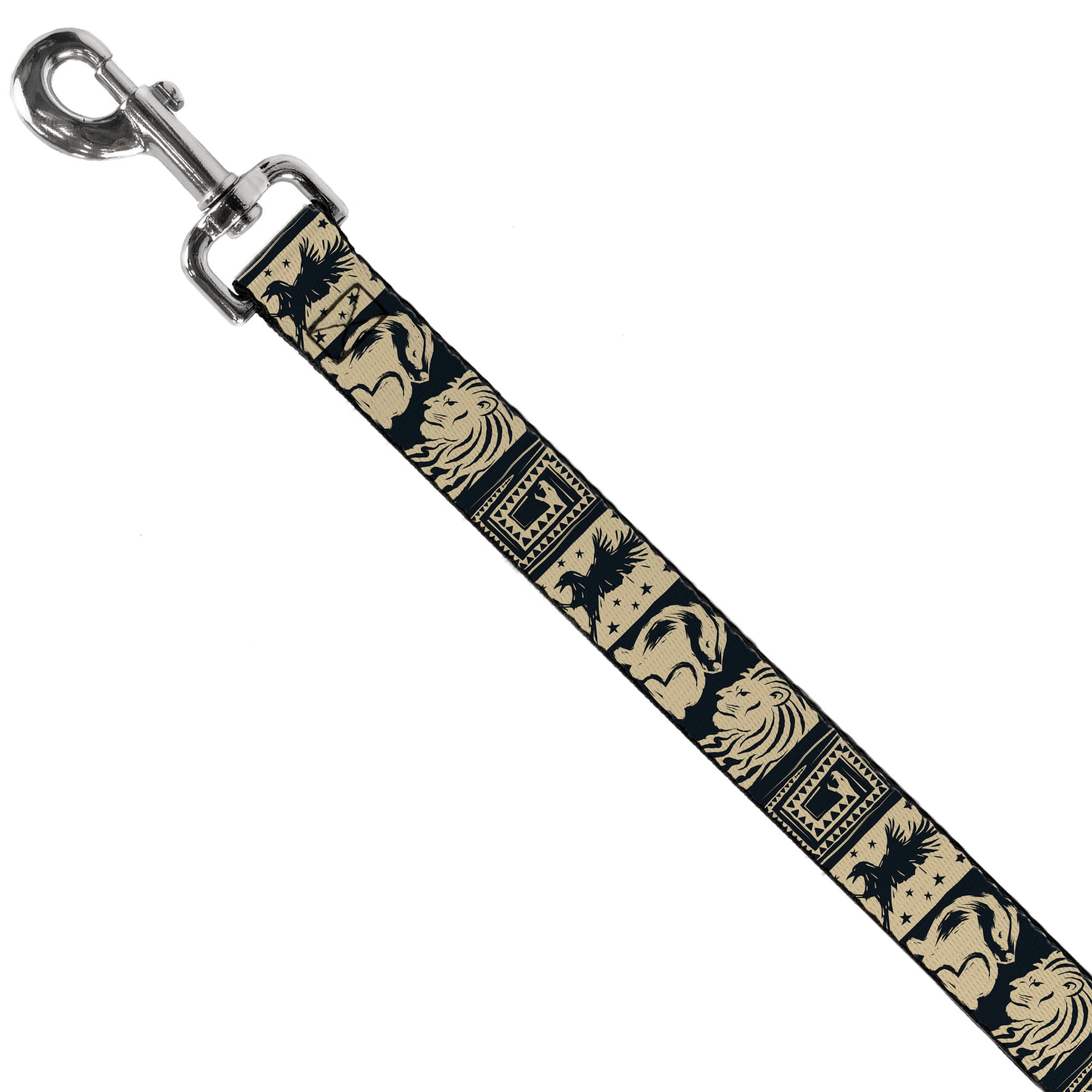 Dog Leash - Harry Potter Hogwarts House Patch Blocks Tan/Black Dog Leashes Harry Potter
