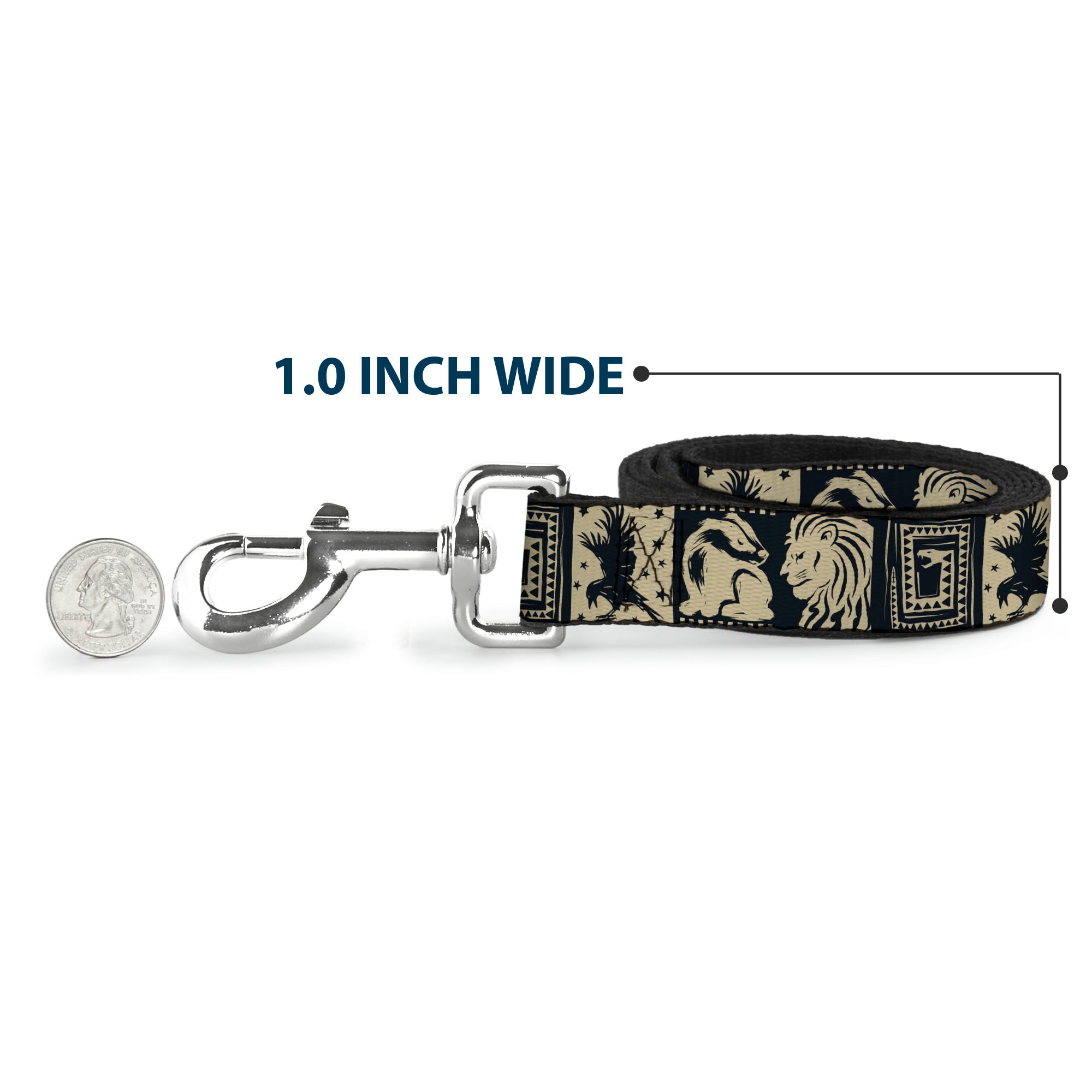 Dog Leash - Harry Potter Hogwarts House Patch Blocks Tan/Black Dog Leashes Harry Potter