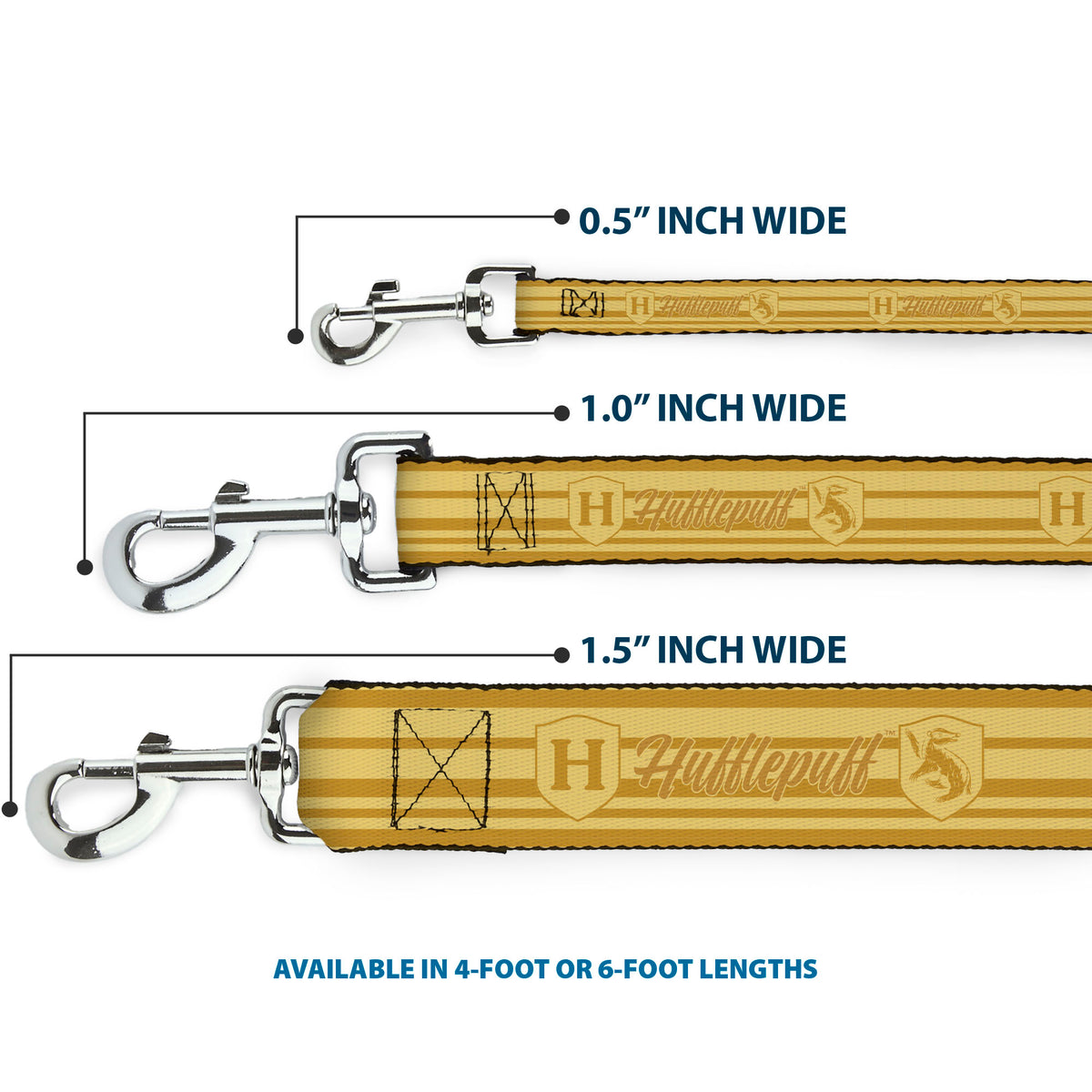 Dog Leash - Harry Potter Hufflepuff House Champion Icons Stripe Yellows Dog Leashes Harry Potter