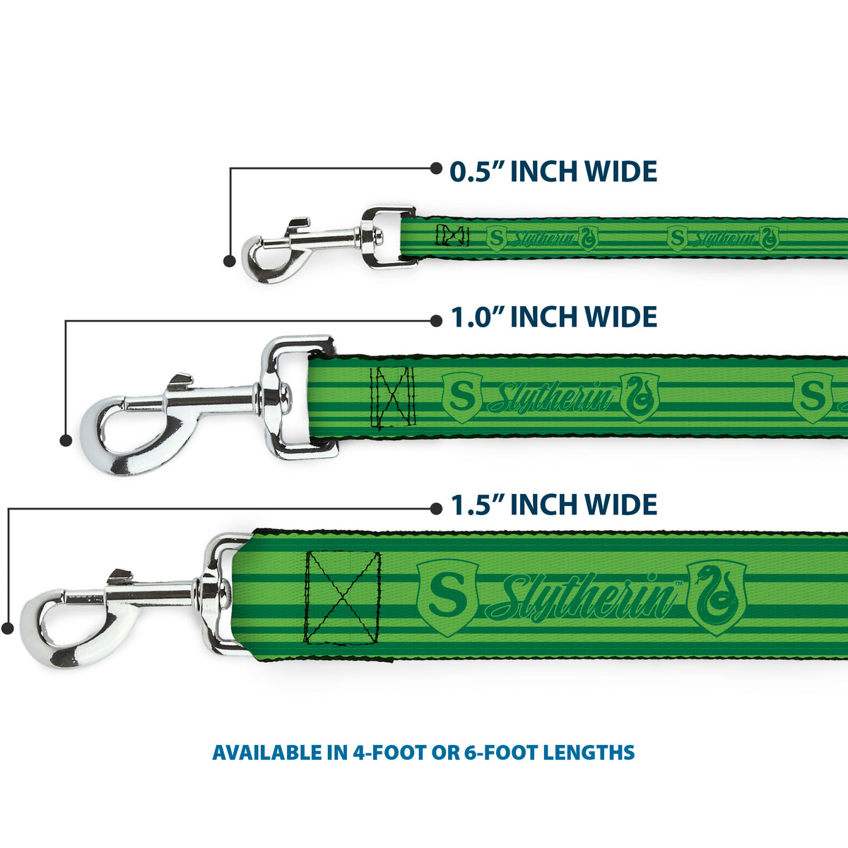 Dog Leash - Harry Potter Slytherin House Champion Icons Stripe Greens Dog Leashes Harry Potter