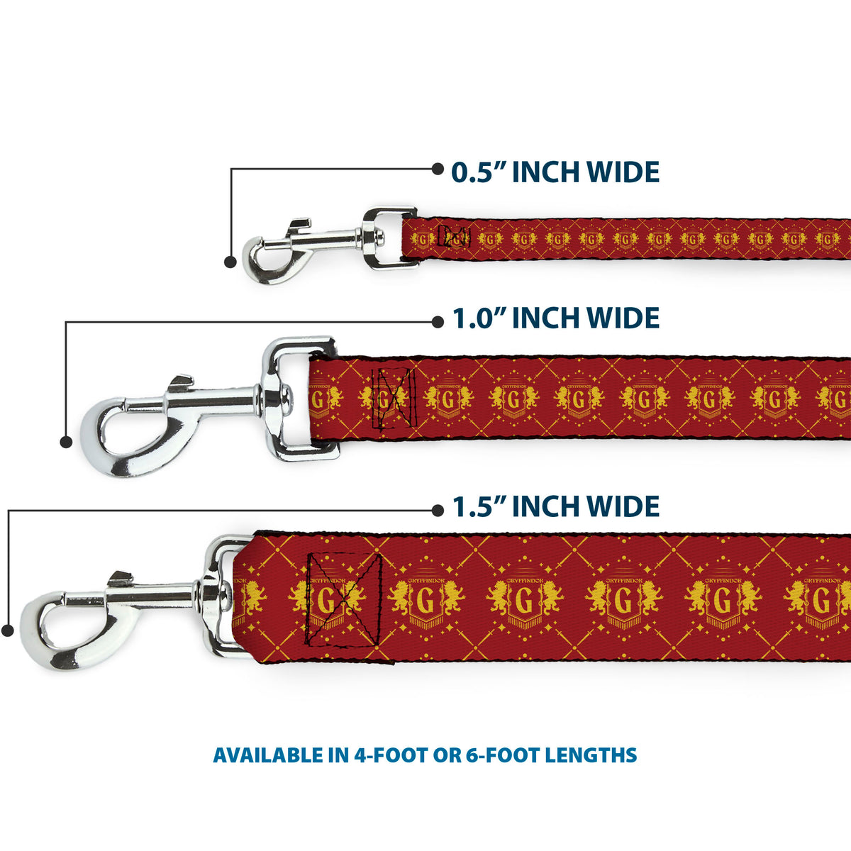 Dog Leash - Harry Potter Gryffindor House Pride Banner Burgundy/Yellow Dog Leashes Harry Potter