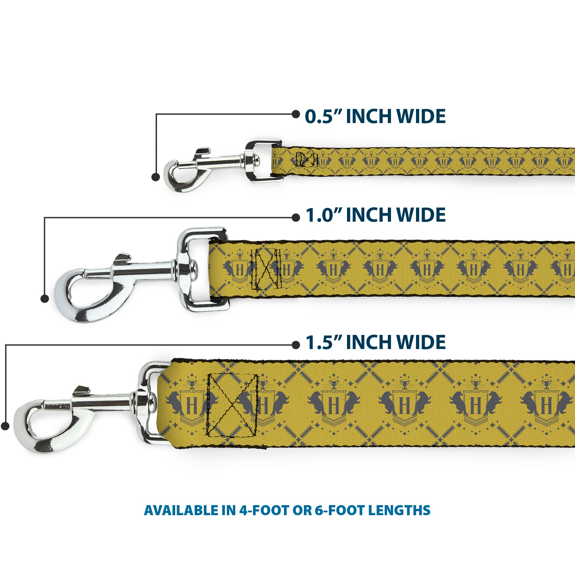 Dog Leash - Harry Potter Hufflepuff House Pride Banner Yellow/Gray