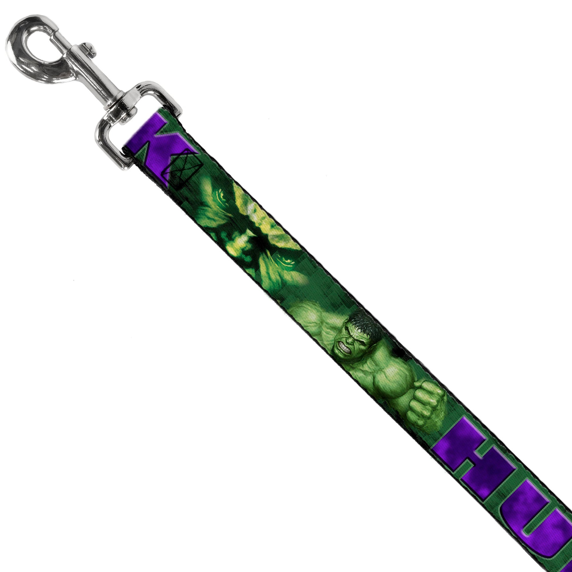 Dog Leash - HULK Face CLOSE-UP/Action Pose Greens/Purples Dog Leashes Marvel Comics