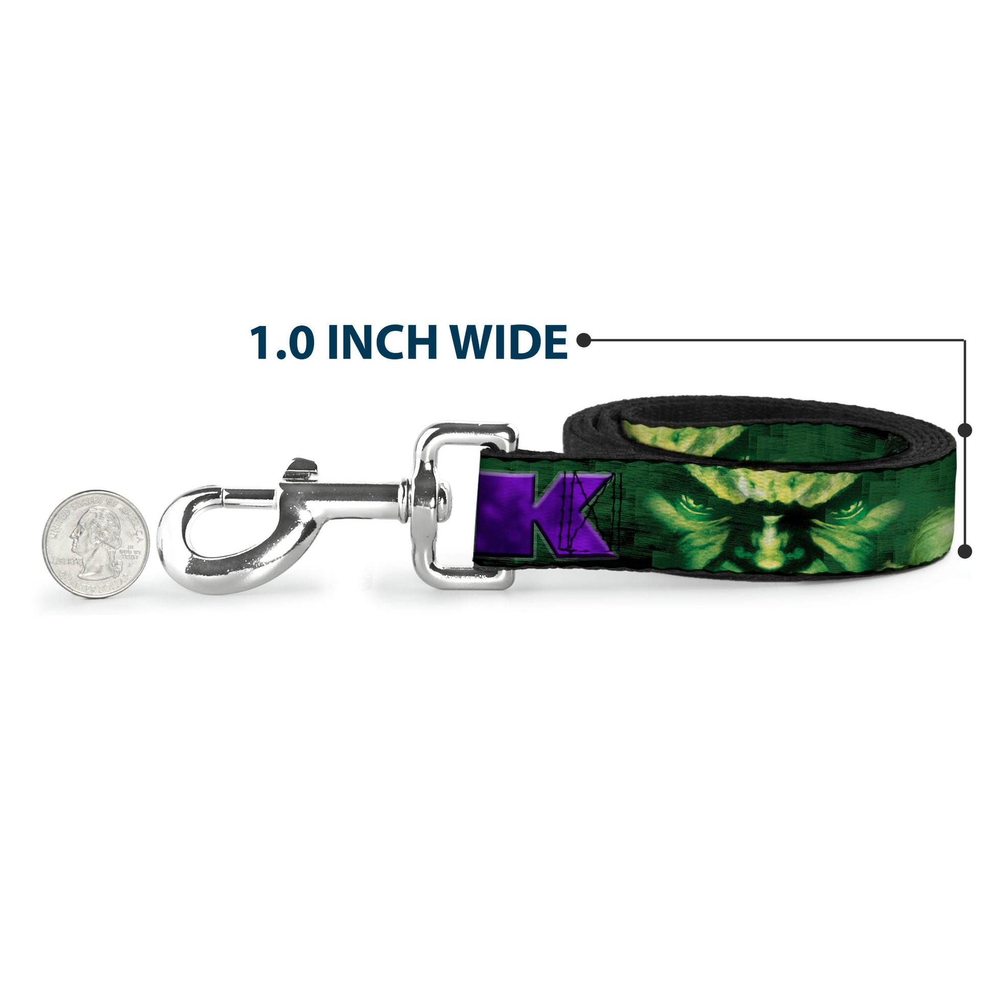 Dog Leash - HULK Face CLOSE-UP/Action Pose Greens/Purples Dog Leashes Marvel Comics