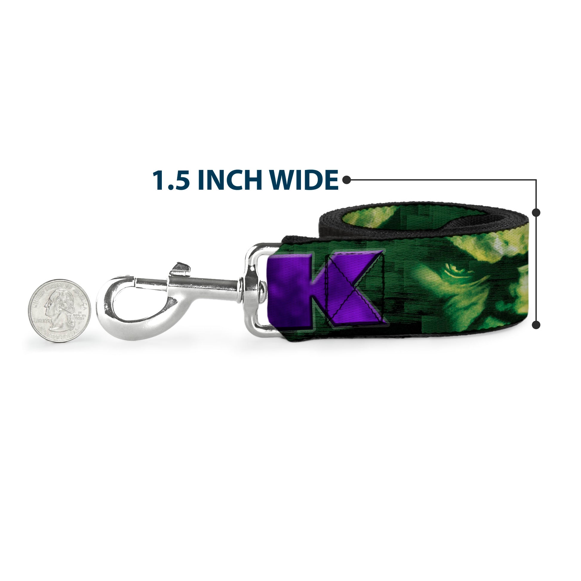 Dog Leash - HULK Face CLOSE-UP/Action Pose Greens/Purples Dog Leashes Marvel Comics