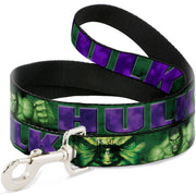 Dog Leash - HULK Face CLOSE-UP/Action Pose Greens/Purples Dog Leashes Marvel Comics