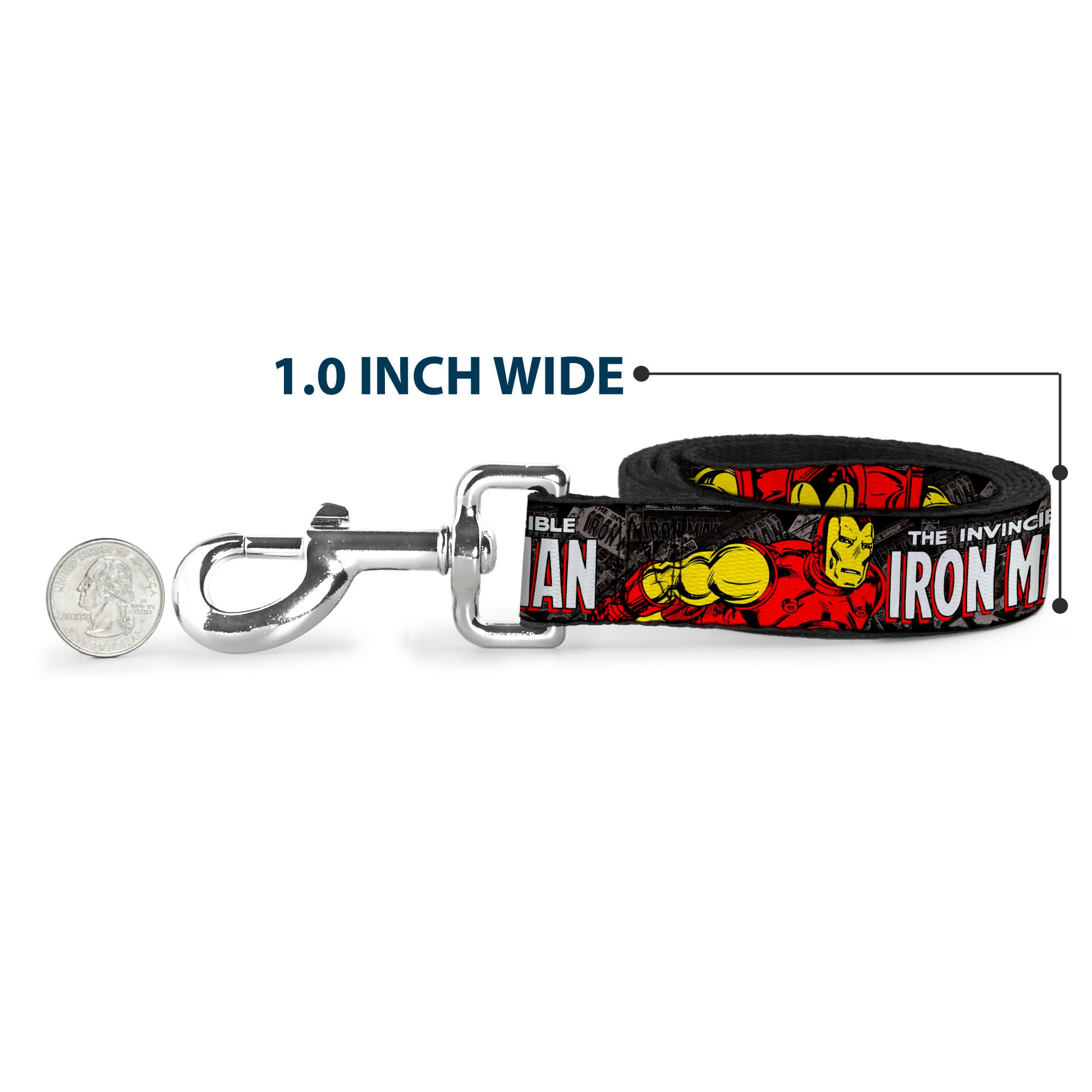 Dog Leash - THE INVINCIBLE IRON MAN Stacked Comic Books/Action Poses Dog Leashes Marvel Comics