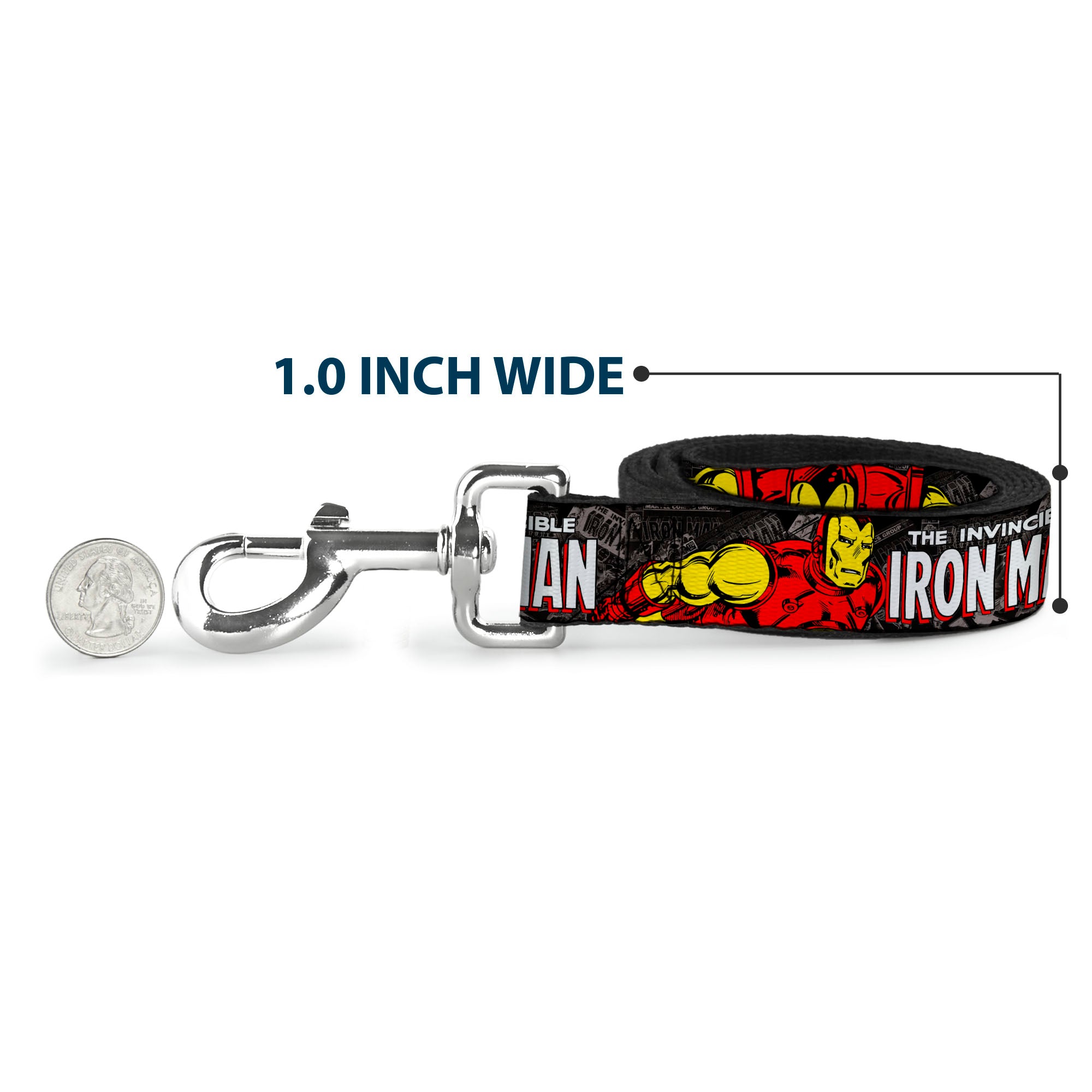 Dog Leash - THE INVINCIBLE IRON MAN Stacked Comic Books/Action Poses Dog Leashes Marvel Comics