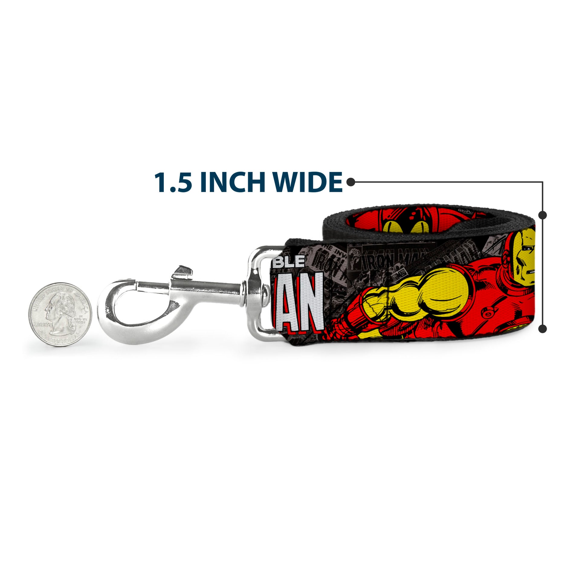 Dog Leash - THE INVINCIBLE IRON MAN Stacked Comic Books/Action Poses Dog Leashes Marvel Comics