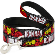 Dog Leash - THE INVINCIBLE IRON MAN Stacked Comic Books/Action Poses Dog Leashes Marvel Comics