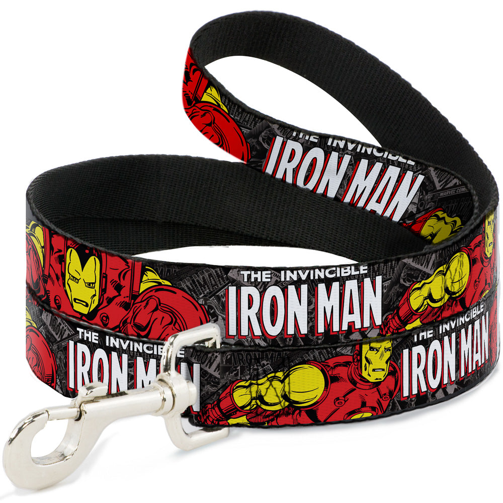 Dog Leash - THE INVINCIBLE IRON MAN Stacked Comic Books/Action Poses Dog Leashes Marvel Comics