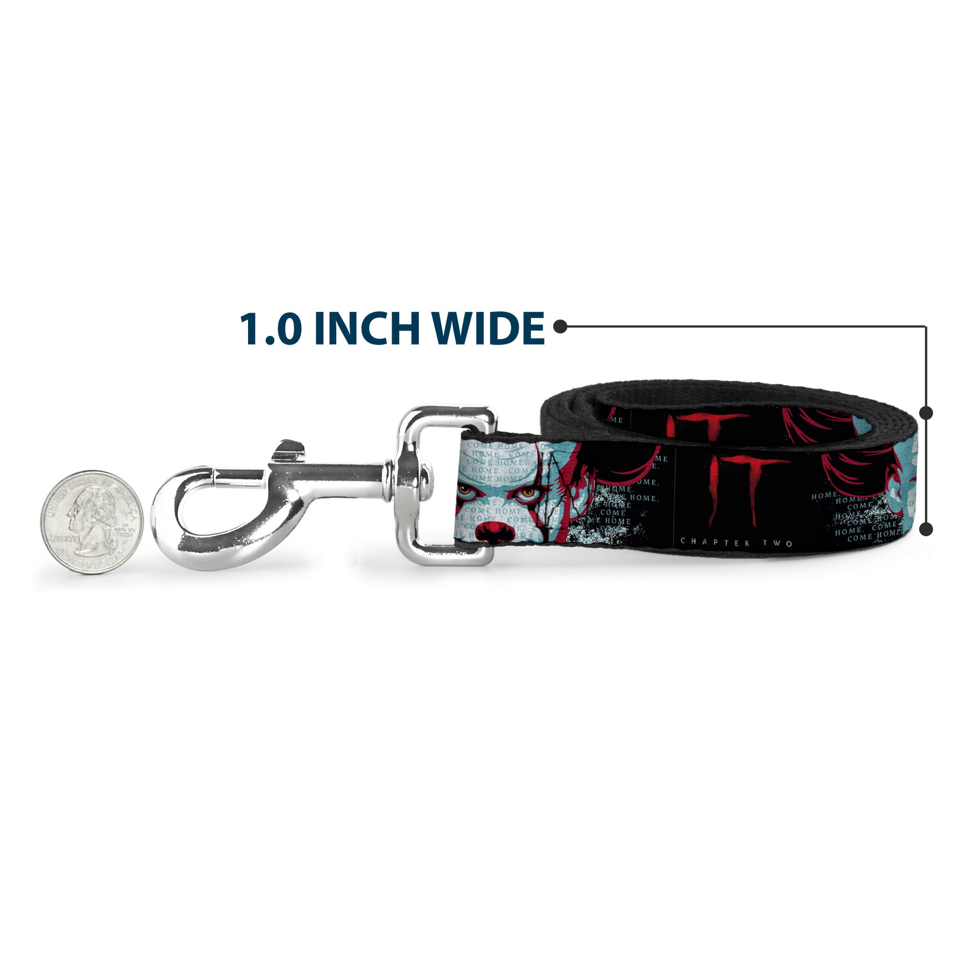 Dog Leash - IT CHAPTER TWO Pennywise Face CLOSE-UP Black/Red/Blues Dog Leashes IT