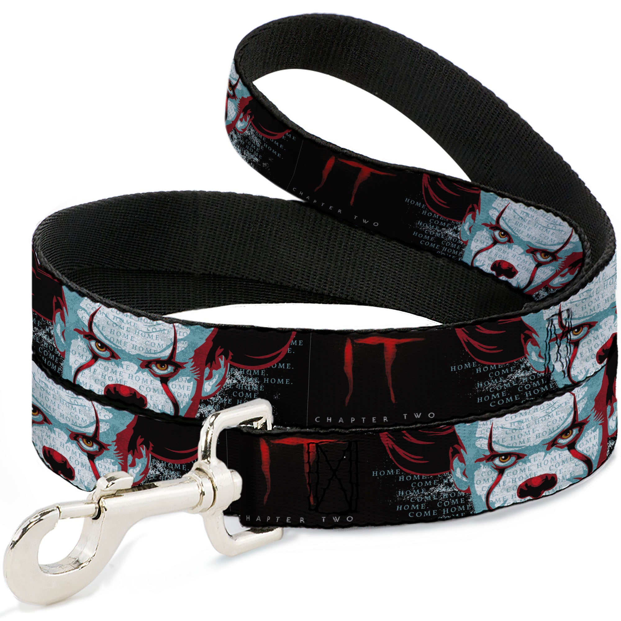 Dog Leash - IT CHAPTER TWO Pennywise Face CLOSE-UP Black/Red/Blues Dog Leashes IT