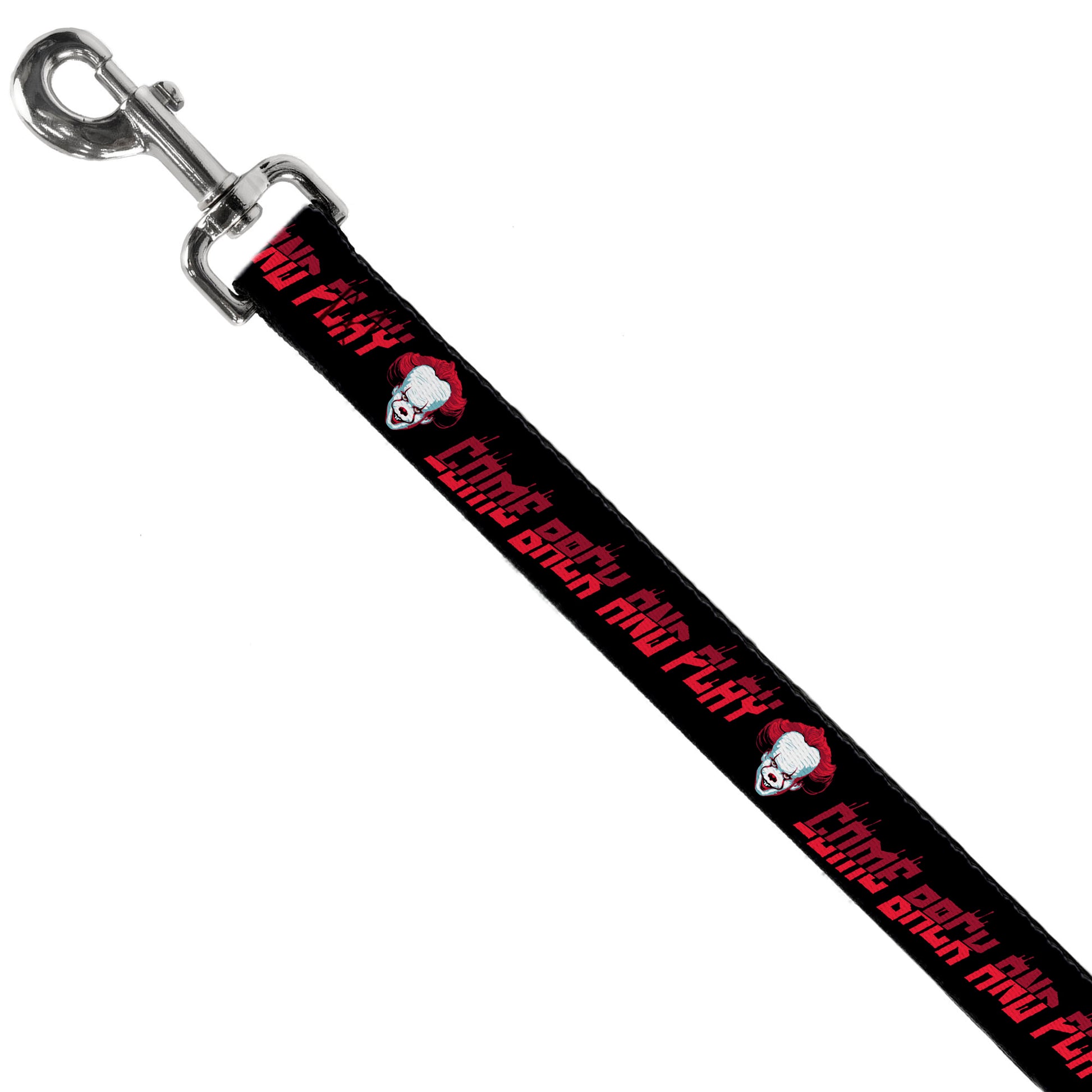 Dog Leash - It Chapter Two Pennywise Face COME BACK AND PLAY Black/Reds Dog Leashes IT