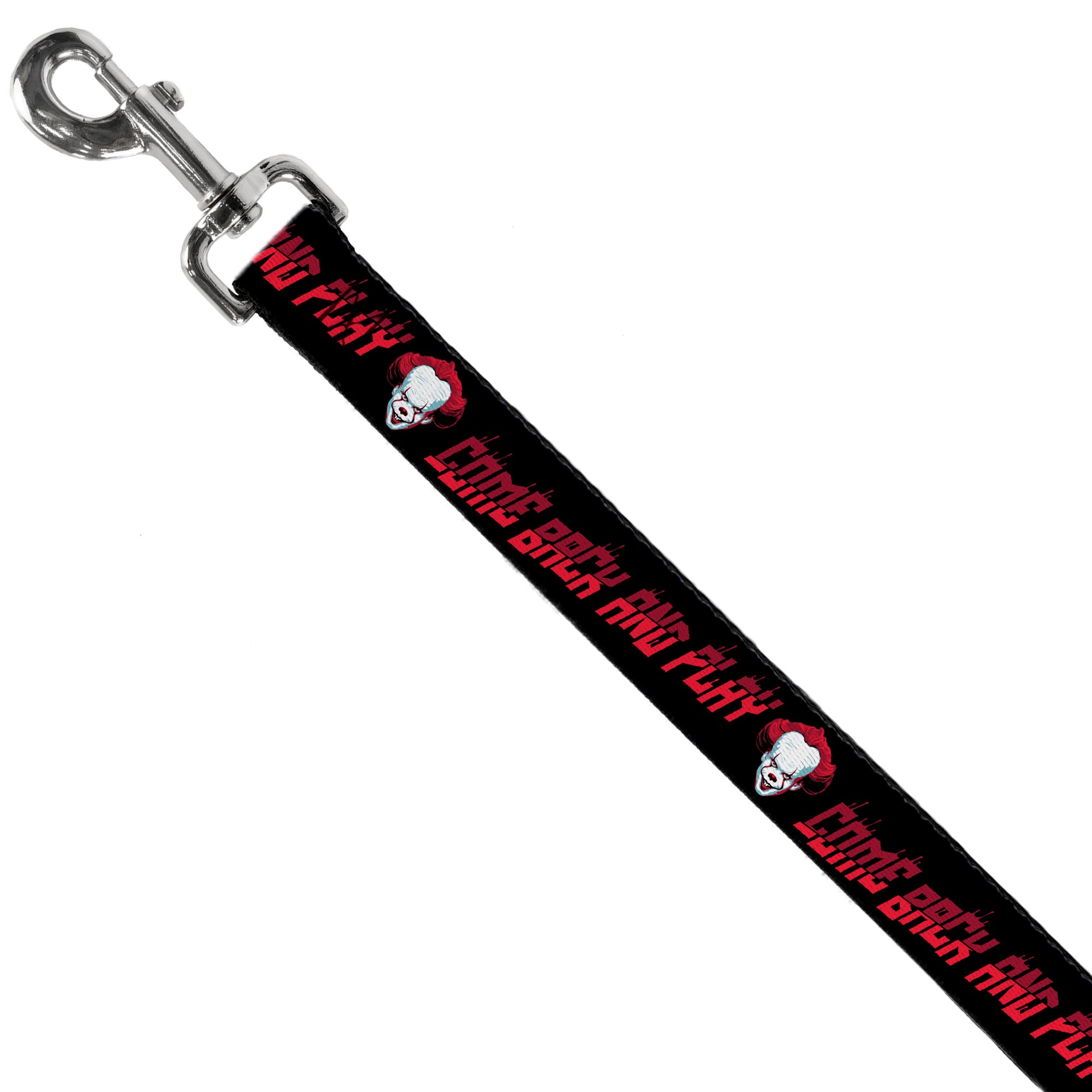 Dog Leash - It Chapter Two Pennywise Face COME BACK AND PLAY Black/Reds Dog Leashes IT