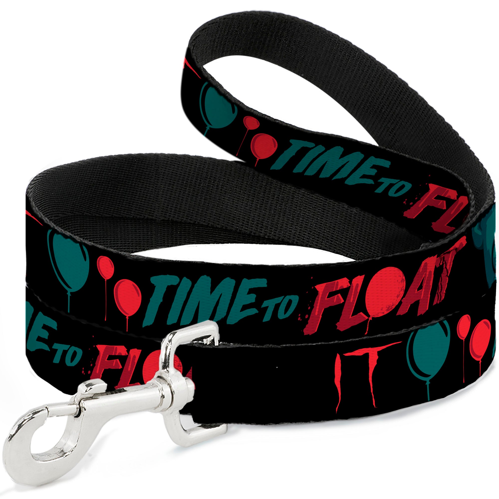 Dog Leash - IT Pennywise Face and Balloons TIME TO FLOAT Black/Blues/Reds Dog Leashes IT
